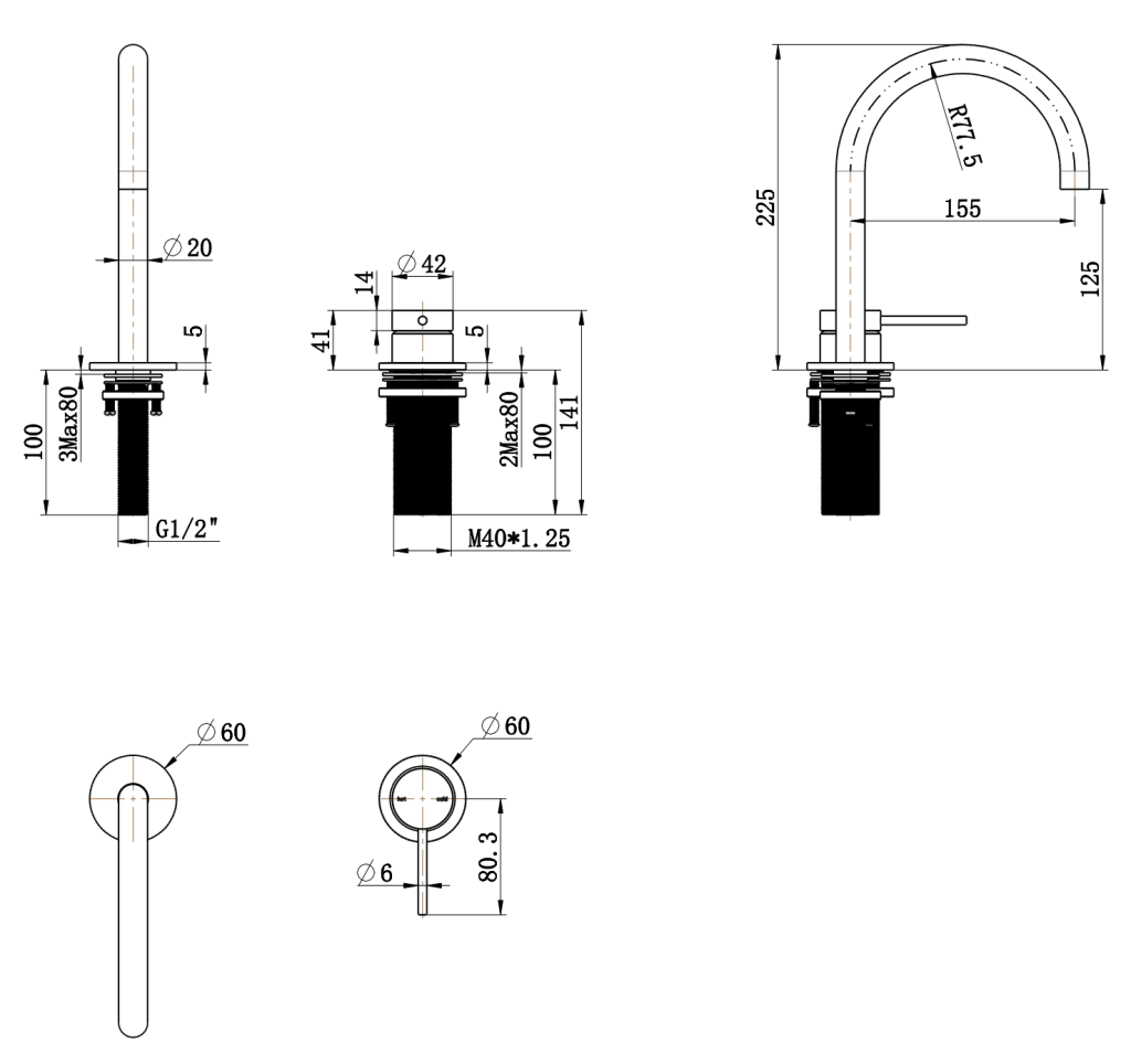 Mica Gooseneck Hob Basin Mixer Set