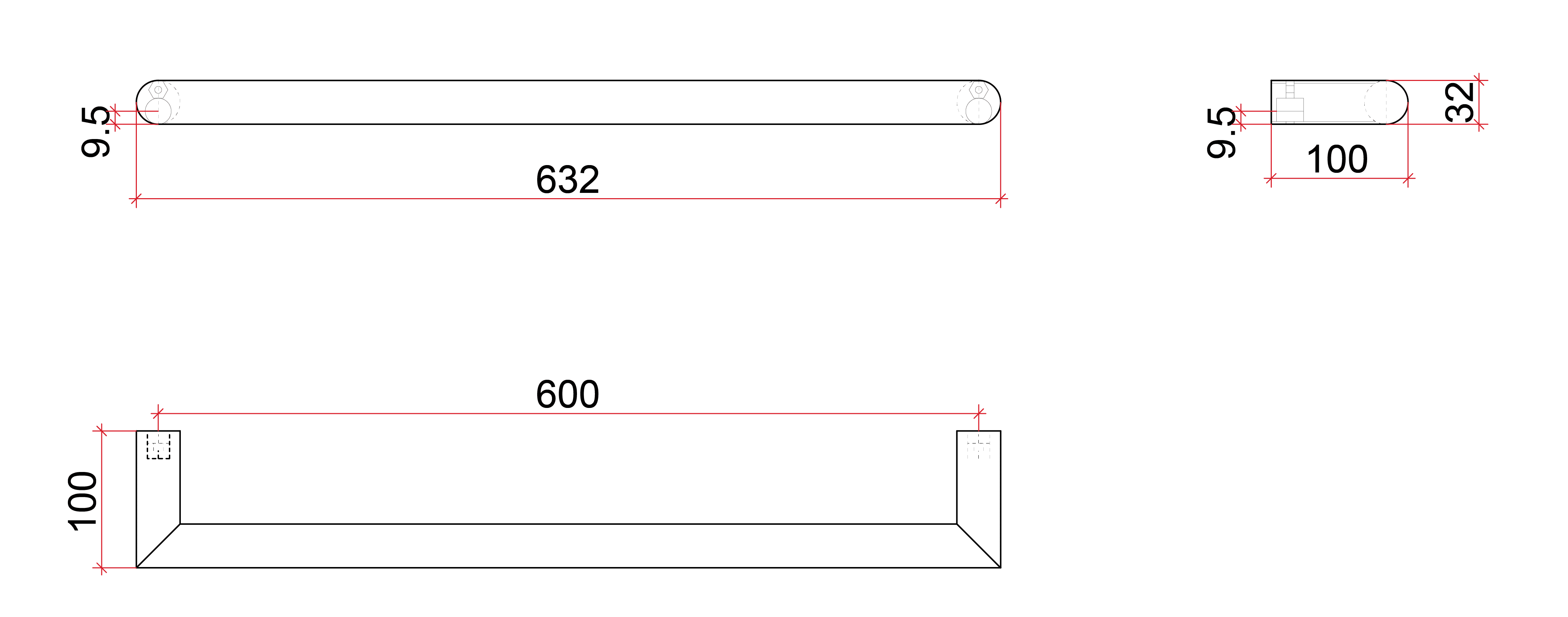 Thermorail Round Single Rail 632x32x100mm 18Watts - Brushed Nickel - Includes Transformer