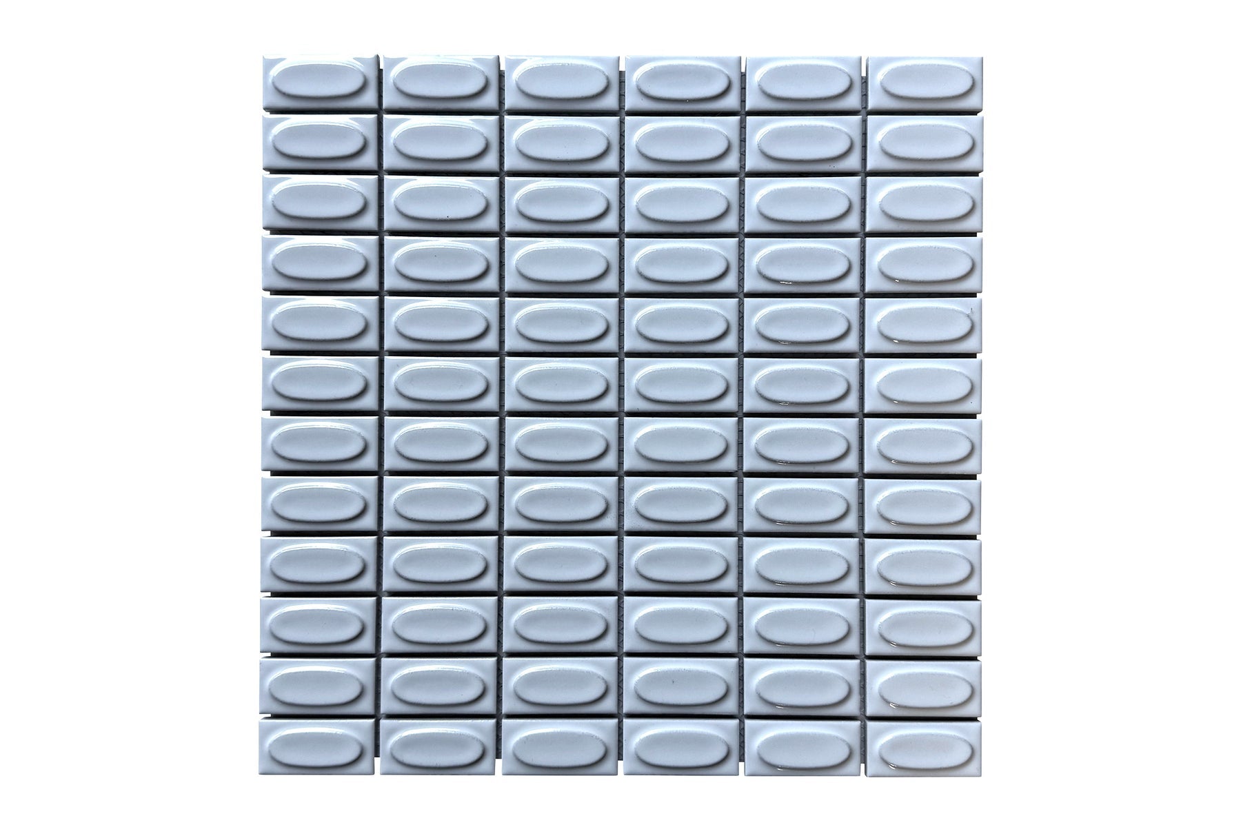 ORNAMENTAL OVAL WHITE GLOSS MOSAIC