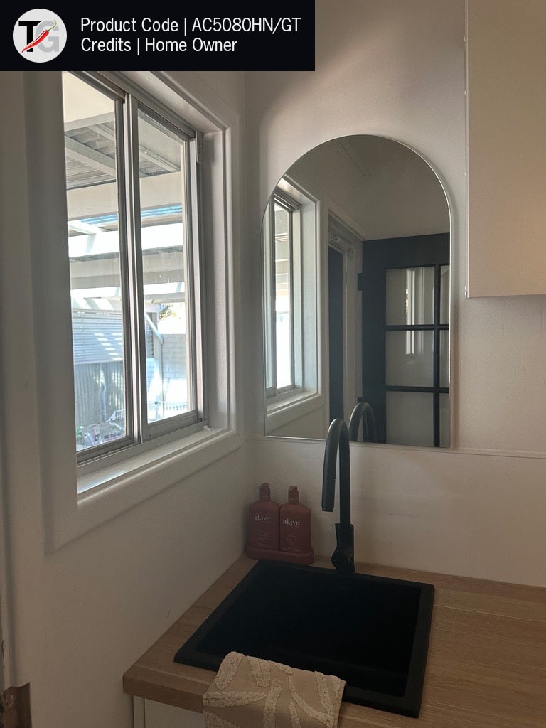 Aspen Polished Edge Arch Mirror 500x800mm Glue-to-Wall and Demister