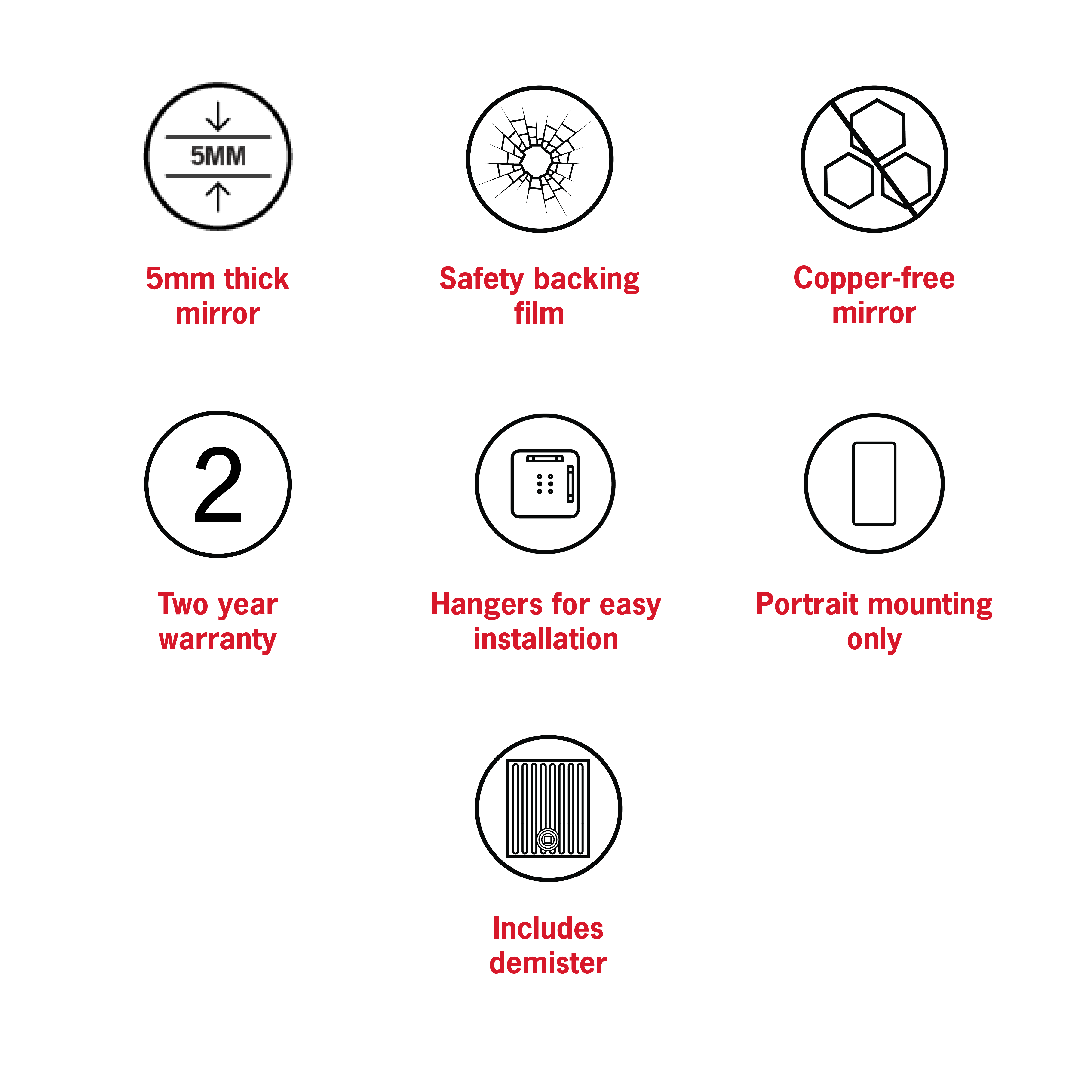 Aspen Polished Edge Arch Mirror 750x1000mm with Hangers and Demister