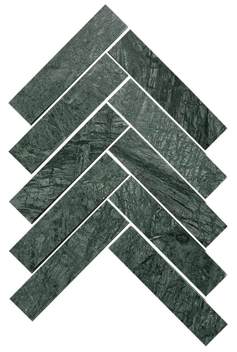 Indian Green Herringbone Mosaic