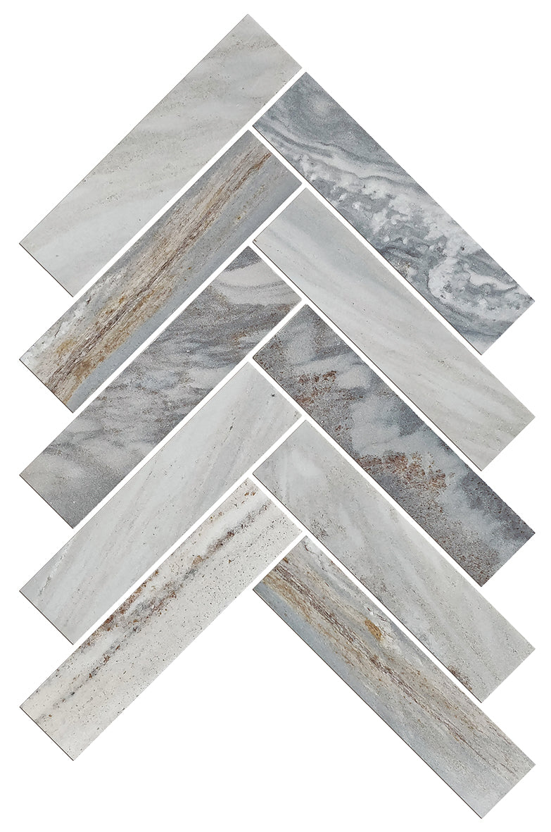 Blue Sandtsone Herringbone Mosaic