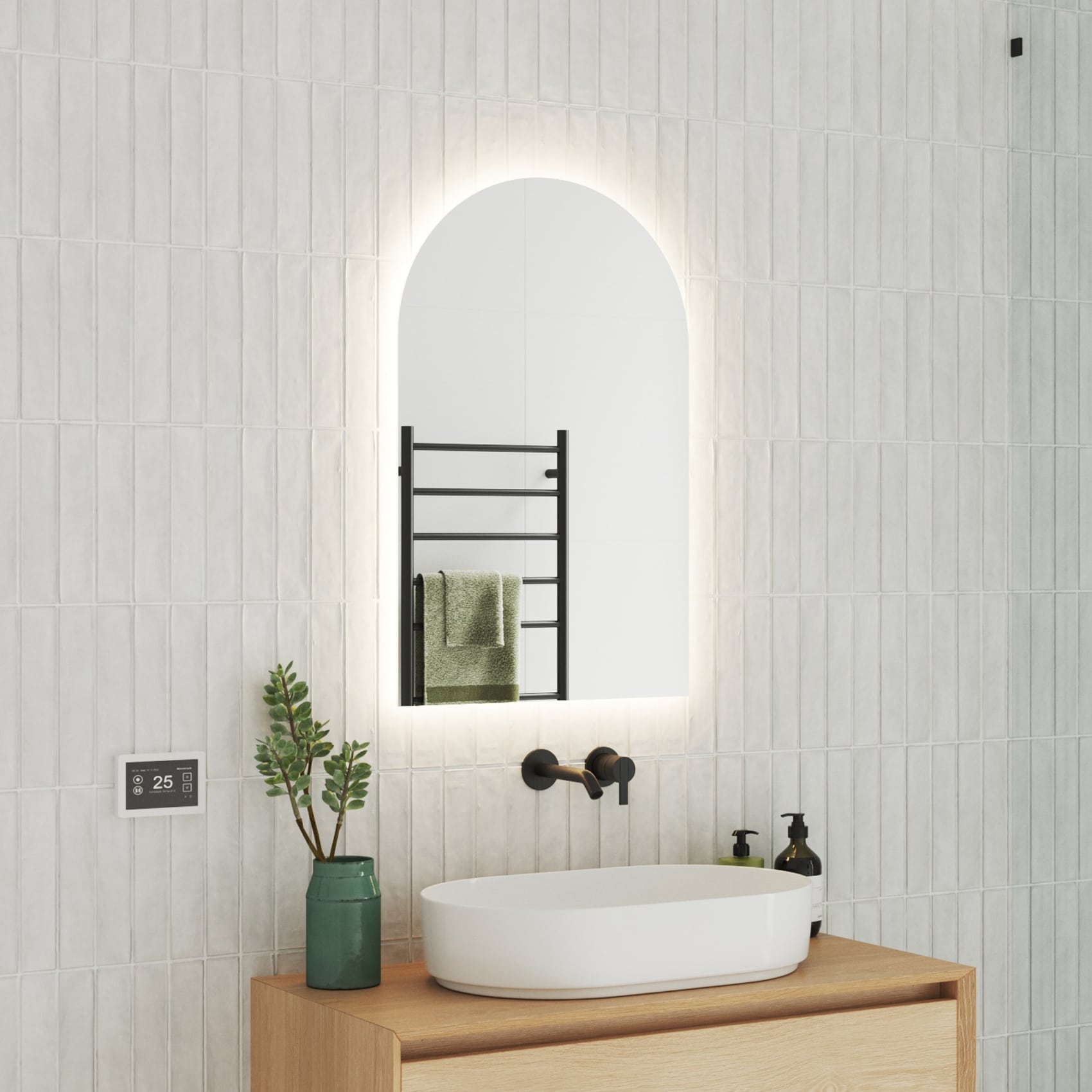 Backlit Arch Shape Mirror With Cool Light 500X800X45Mm 47Watts - Includes Mirror Demister
