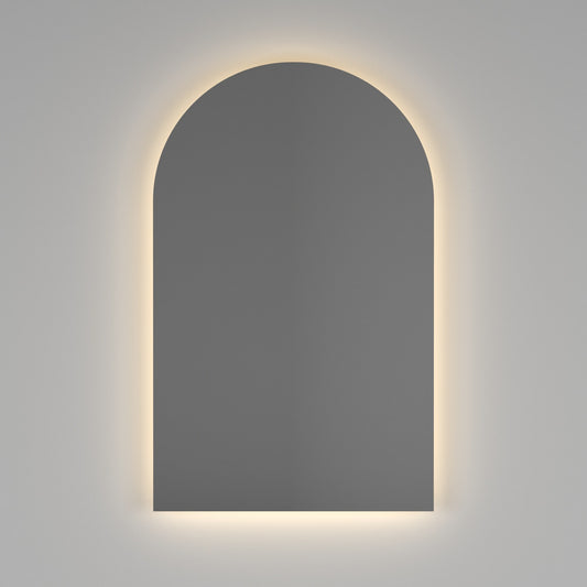 Backlit Arch Shape Mirror with Warm Light 500x800x45mm 47Watts - Includes Mirror Demister