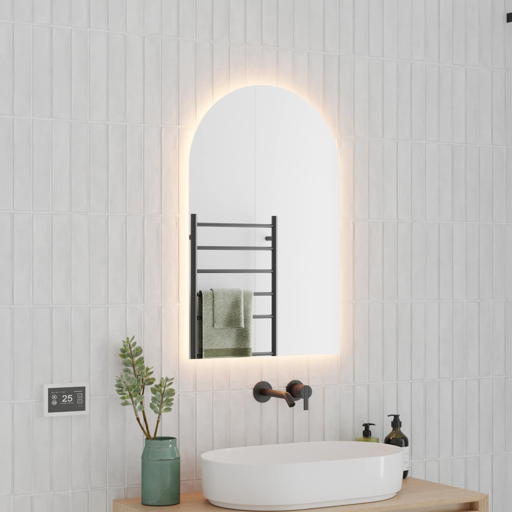 Backlit Arch Shape Mirror With Warm Light 500X800X45Mm 47Watts - Includes Mirror Demister