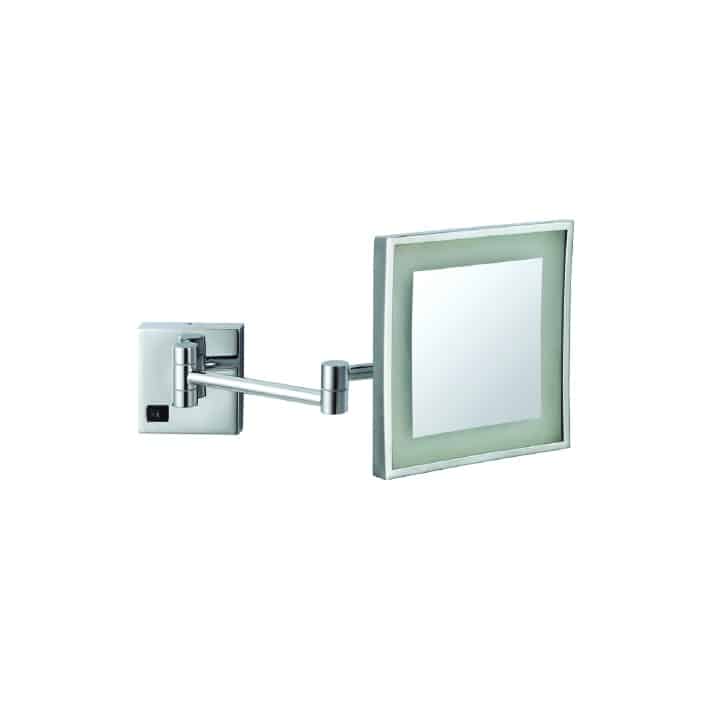 3X Magnification Chrome Wall Mounted Shaving Mirror, 200X200Mm With Concealed Wiring