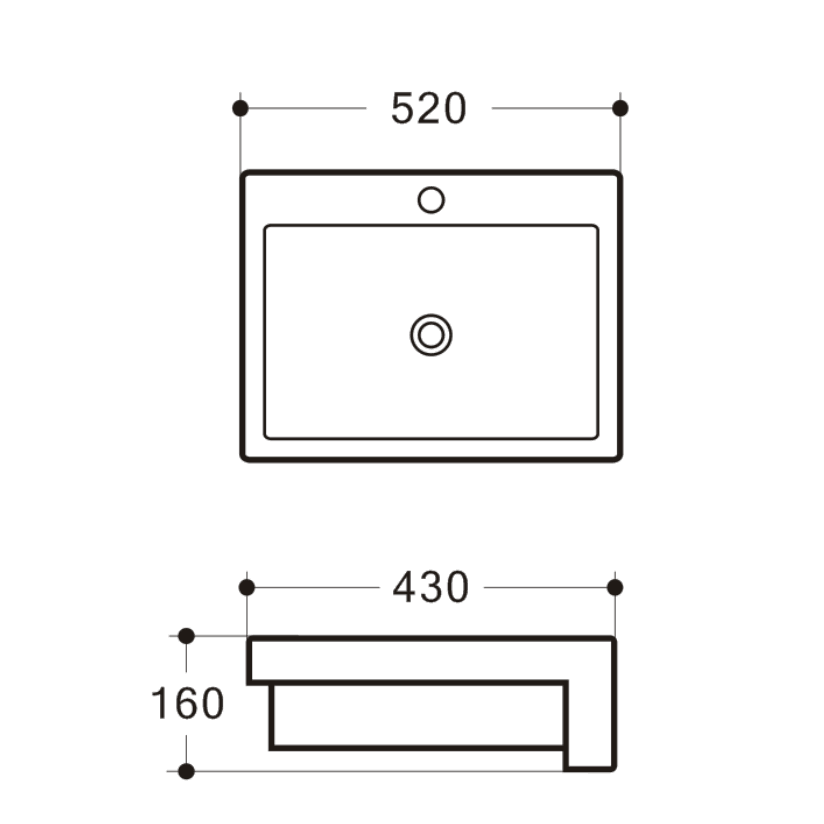 Riva Semi-Recessed 520 x 430mm