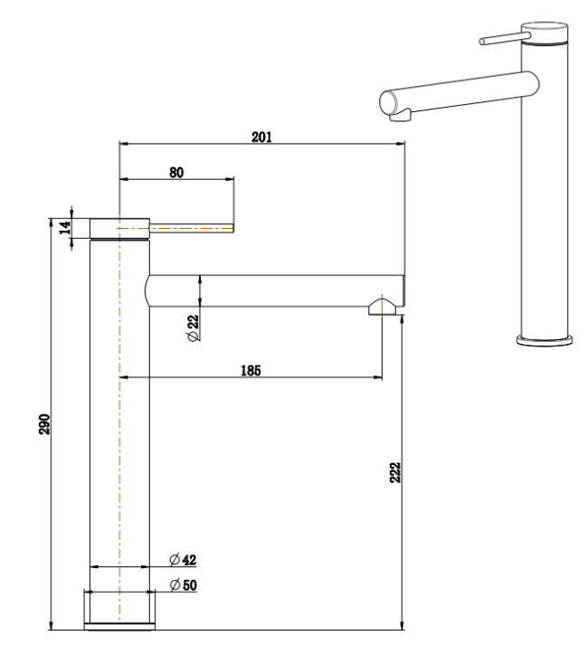 Mica Tall Basin Mixer Straight
