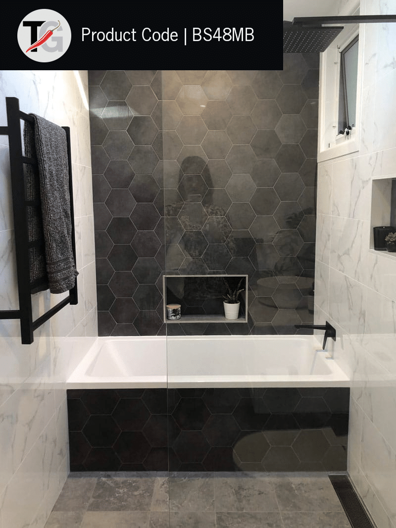 Thermorail Straight/Square 600x800x120mm 104Watts 6 Bars - Matt Black