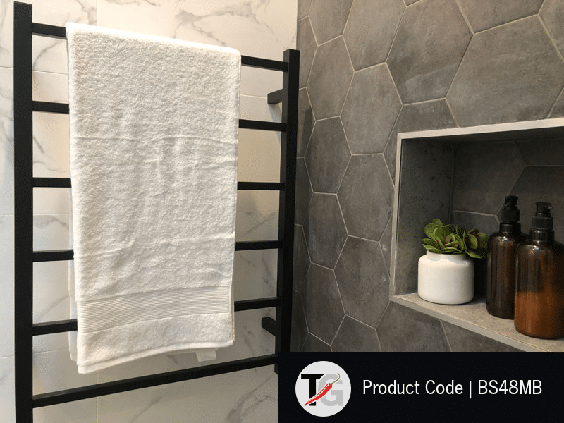 Thermorail Straight/Square 600x800x120mm 104Watts 6 Bars - Matt Black