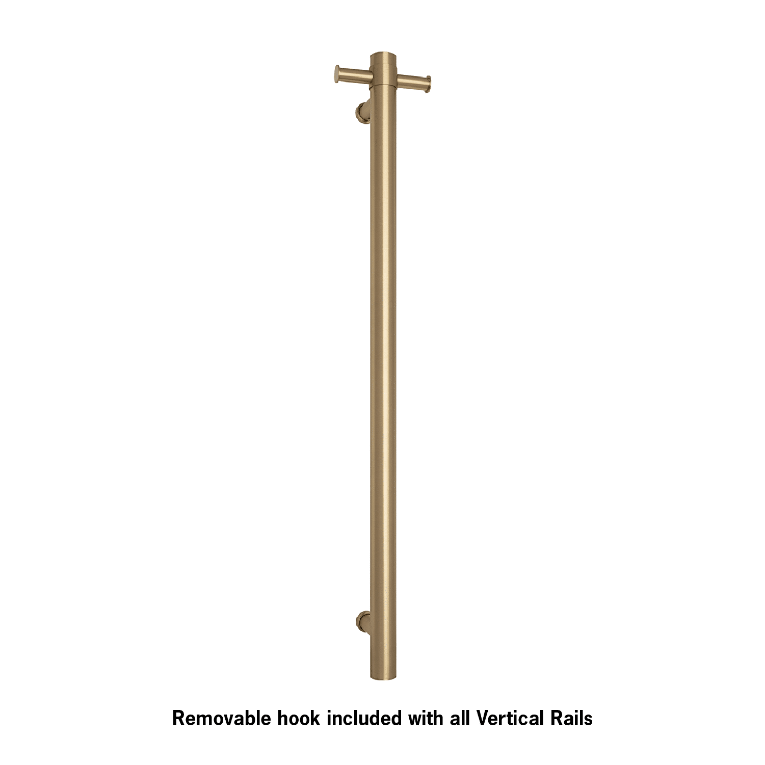 Thermorail Straight/Round 12Volt Vertical Bar 900X142X100Mm 22Watts With Optional Hook - Brushed Brass