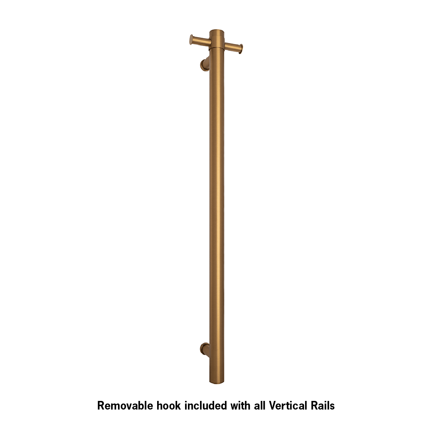 Thermorail Straight/Round 12Volt Vertical Bar 900X142X100Mm 22Watts With Optional Hook - Brushed Gold