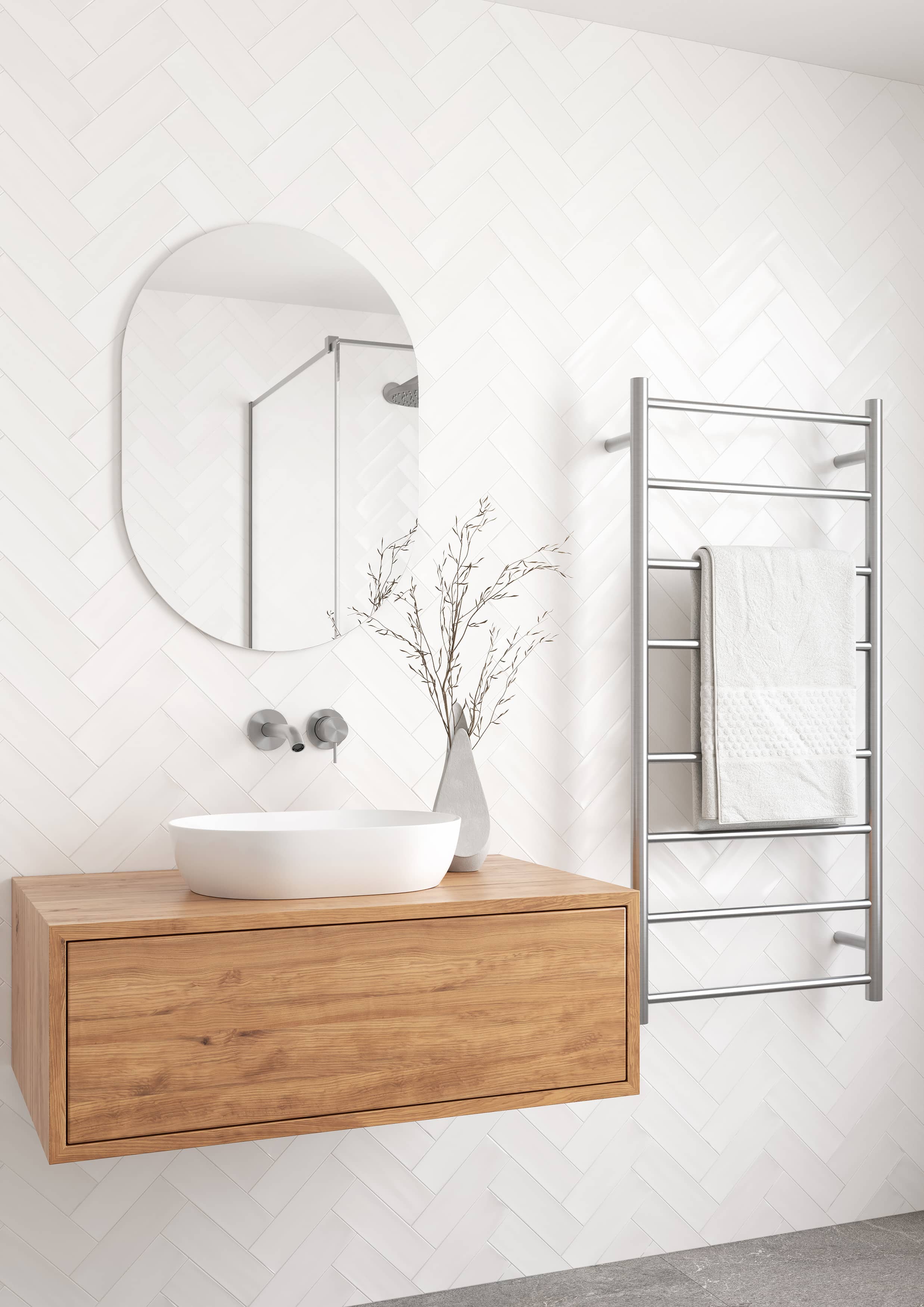 Duke Polished Edge Pill Mirror 500x700mm Glue-to-Wall and Demister