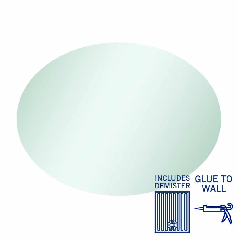 Cody Polished Edge Oval Mirror - 600X800Mm Glue-To-Wall And Demister