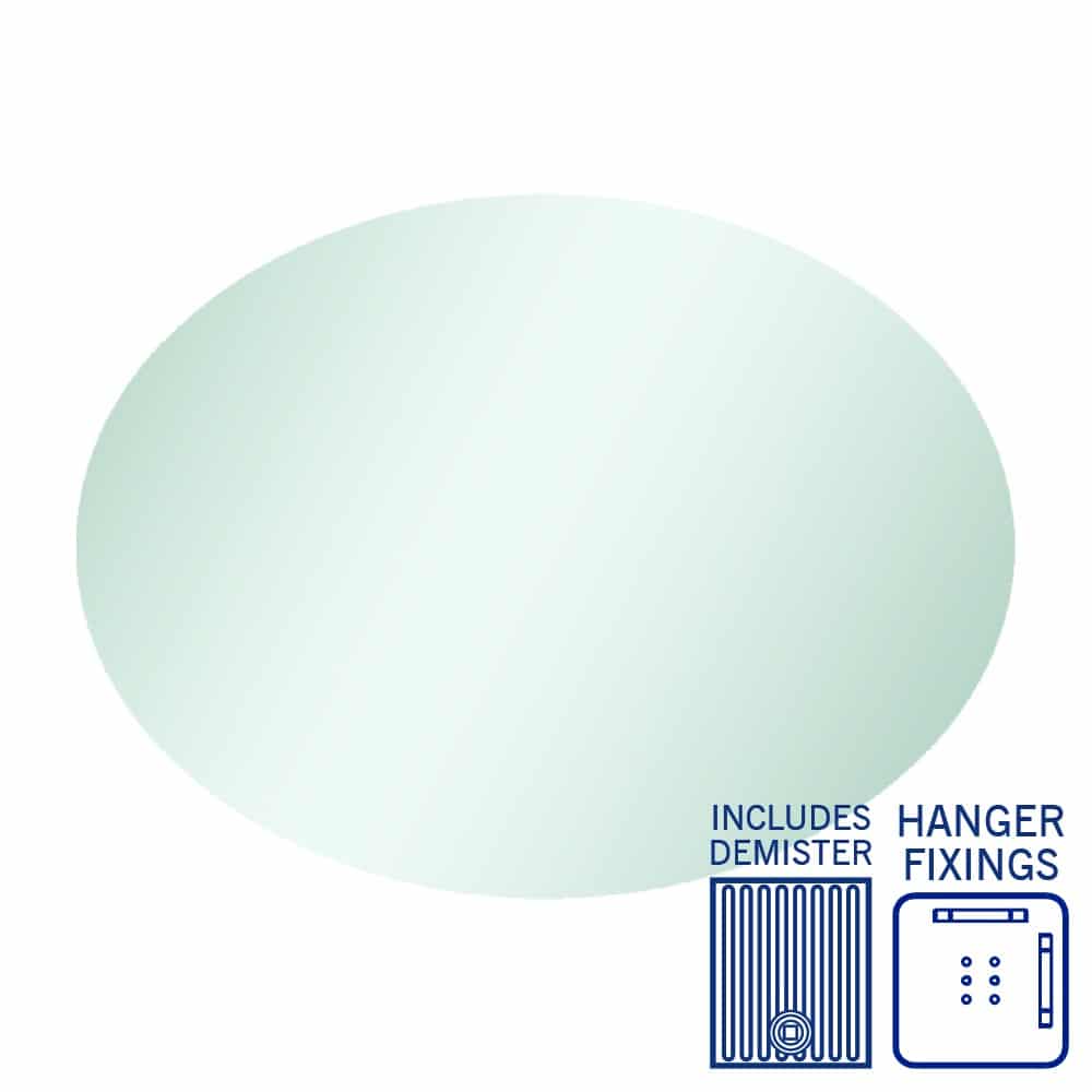 Cody Polished Edge Oval Mirror - 600X800Mm With Hangers And Demister