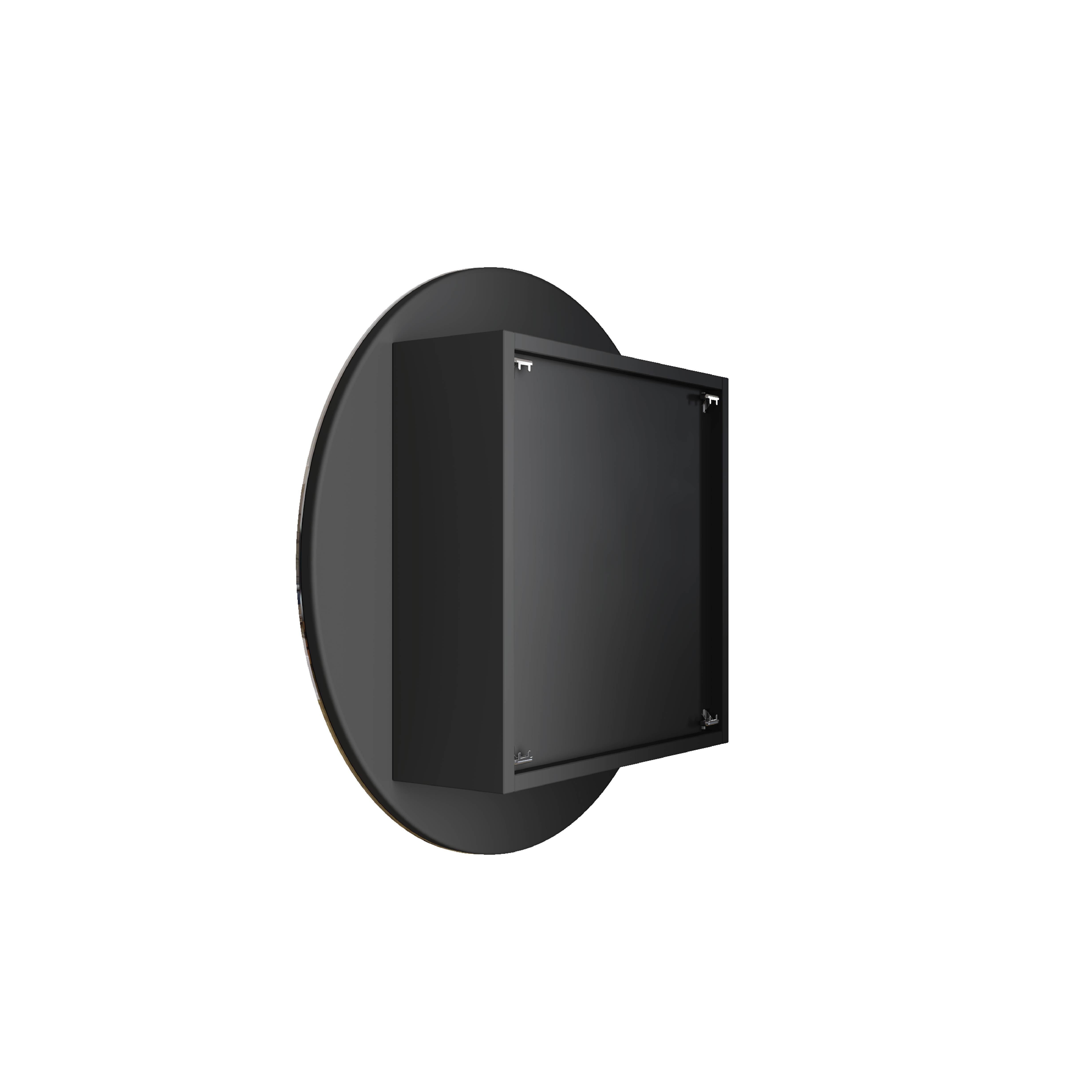 Chelsea Round Black Mirror Cabinet - 600ø x 150mm