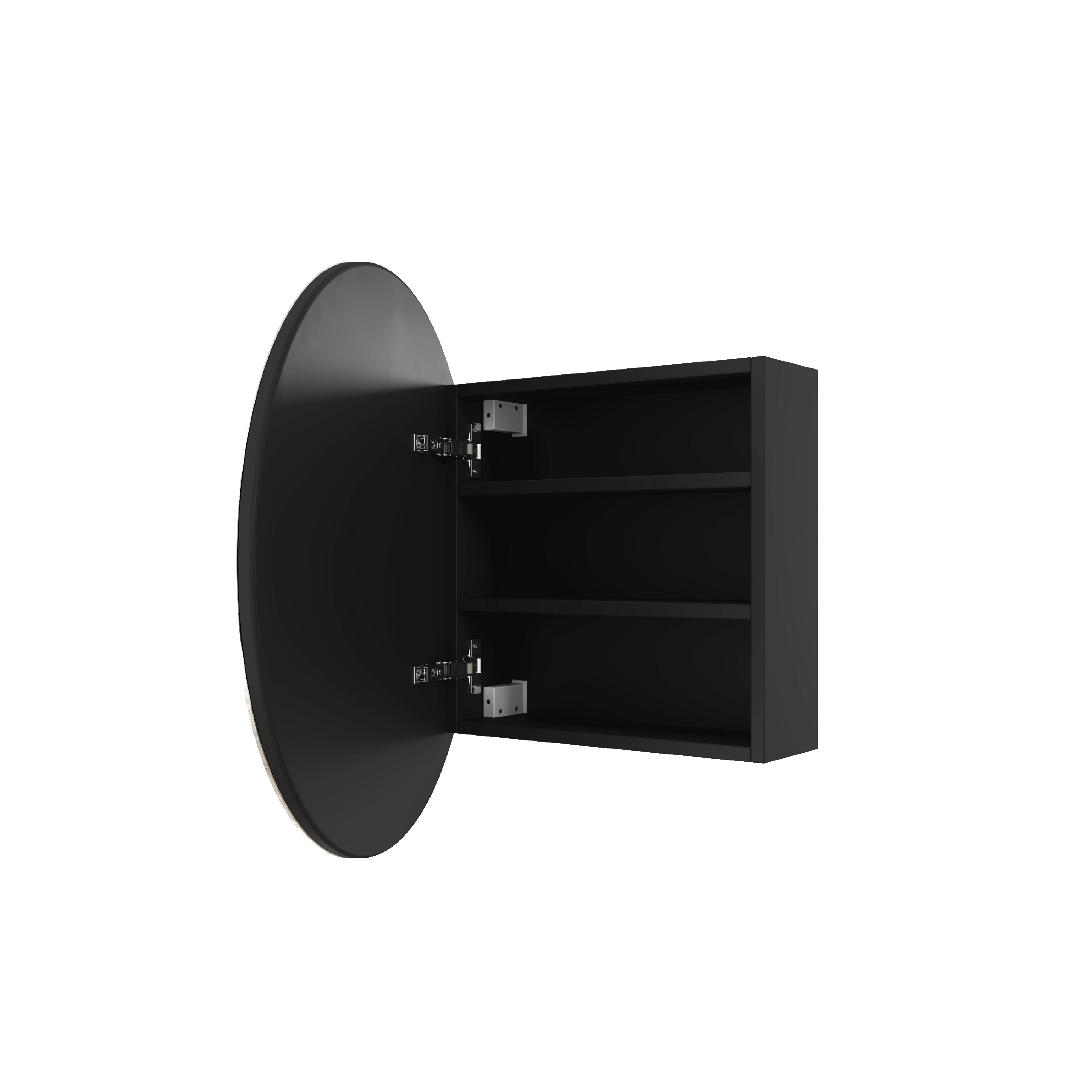 Chelsea Round Black Mirror Cabinet - 600ø x 150mm