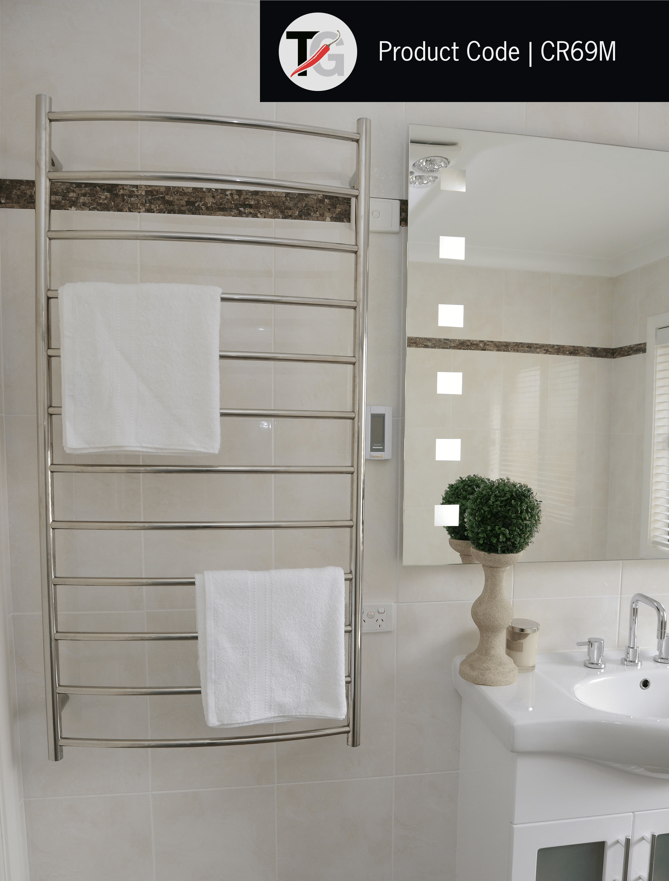 Thermorail Curved/Round 700x1400x150mm 153Watts 12 Bars