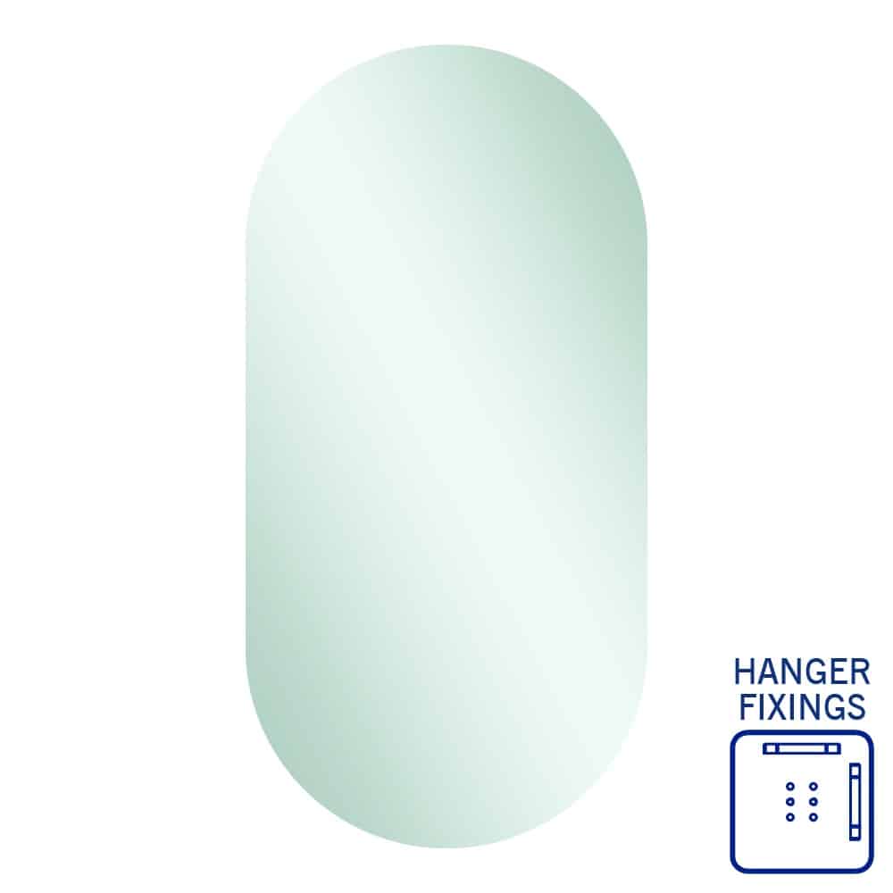 Duke Polished Edge Pill Mirror 500X1000Mm With Hangers