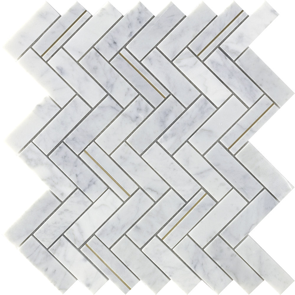 Imperial Herringbone Carrara Mosaic