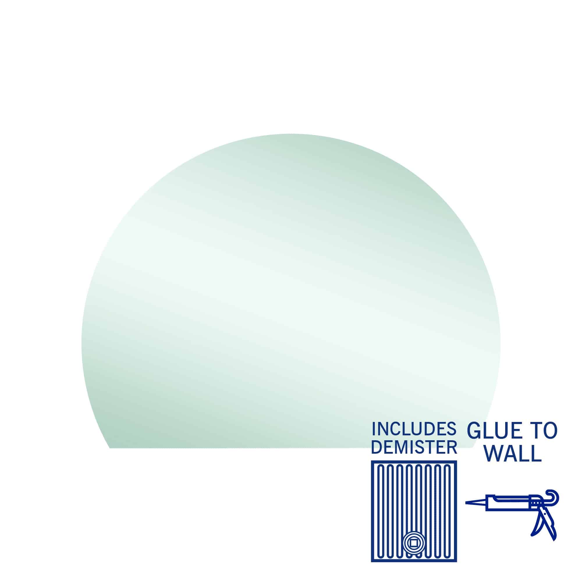 Hamilton D Shaped Polished Edge Mirror - 1200X900Mm Glue-To-Wall And Demister