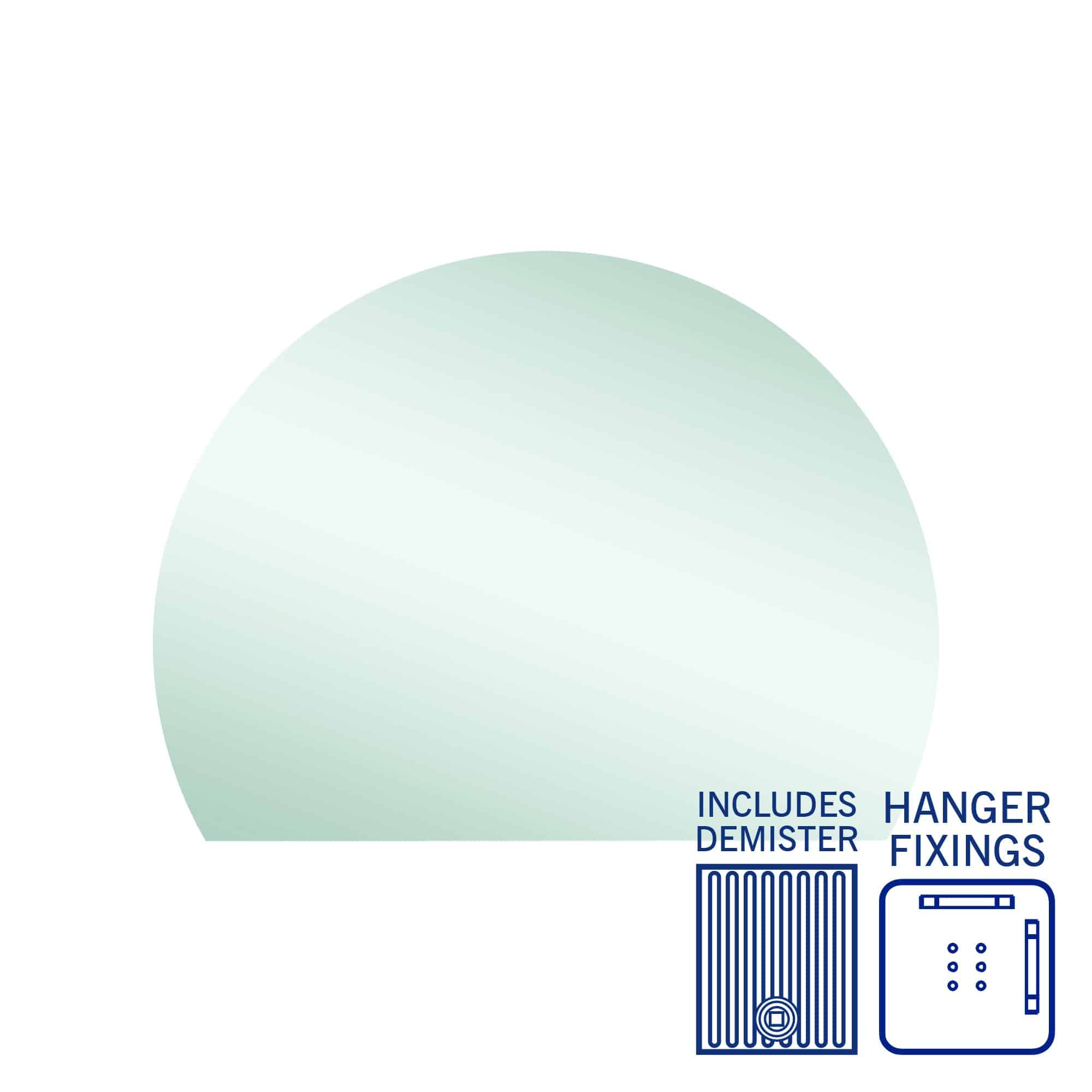 Hamilton D Shaped Polished Edge Mirror - 1200X900Mm With Hangers And Demister