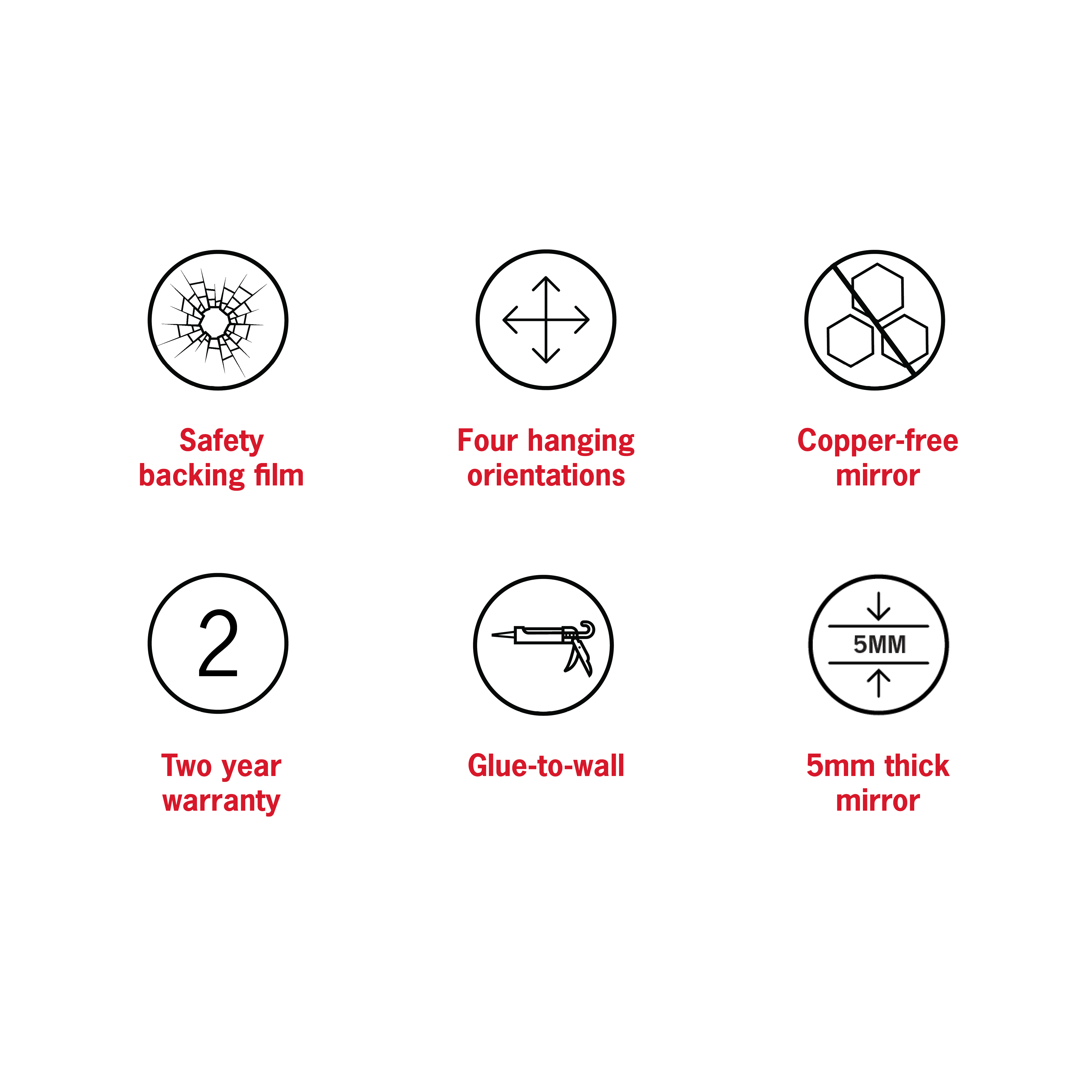 Hamilton D Shaped Polished Edge Mirror - 1500x1100mm Glue-to-wall