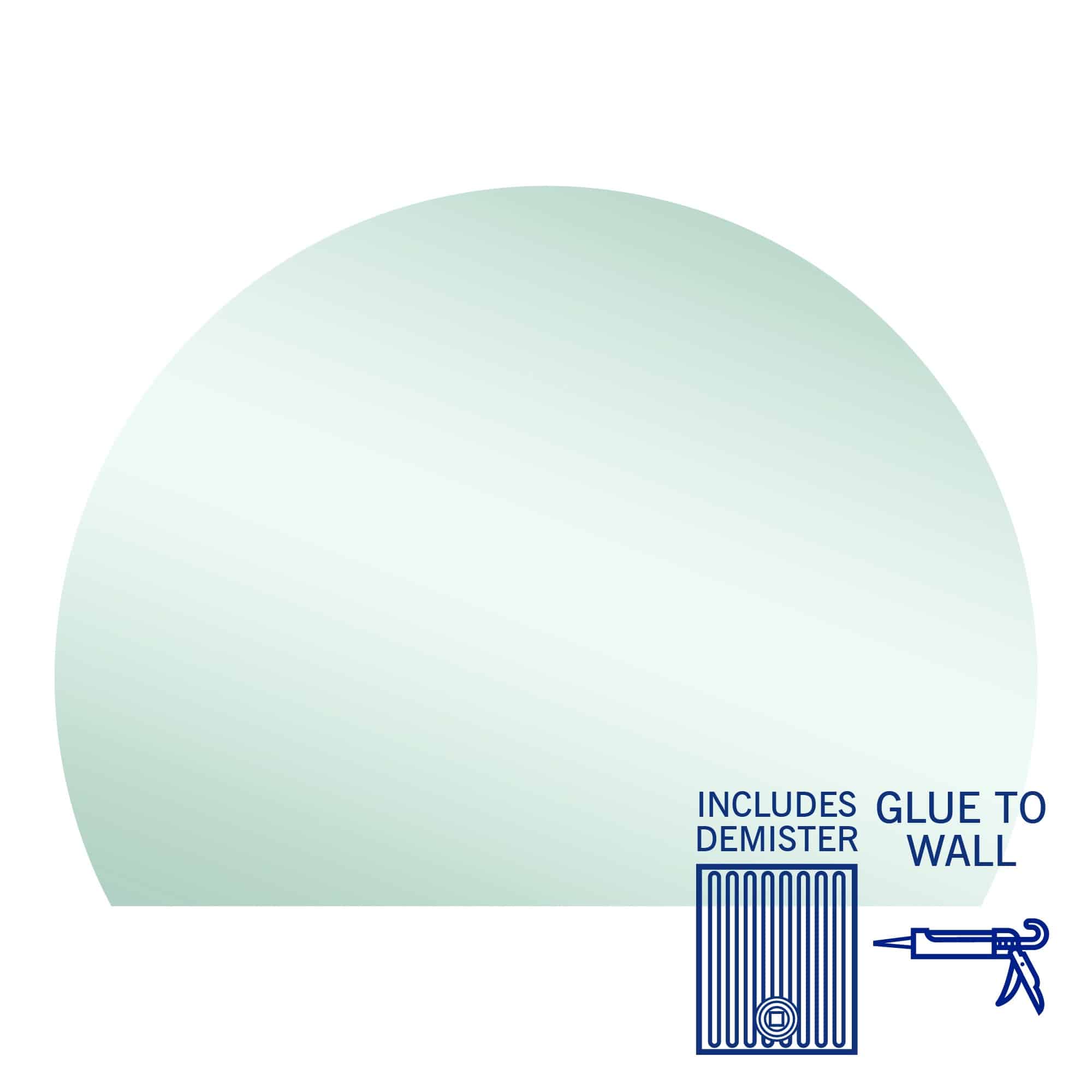Hamilton D Shaped Polished Edge Mirror - 1500X1100Mm Glue-To-Wall And Demister