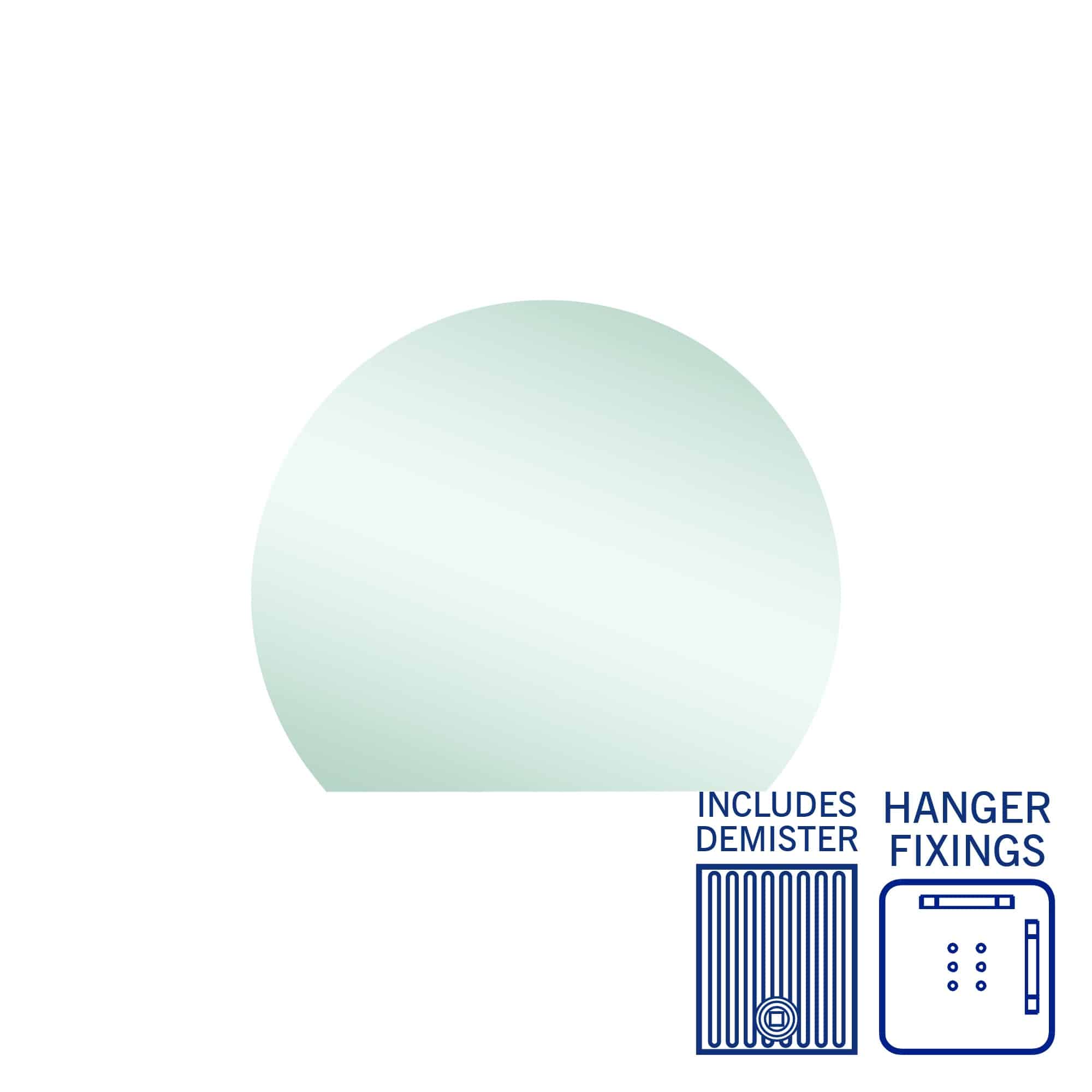 Hamilton D Shaped Polished Edge Mirror - 900X750Mm With Hangers And Demister