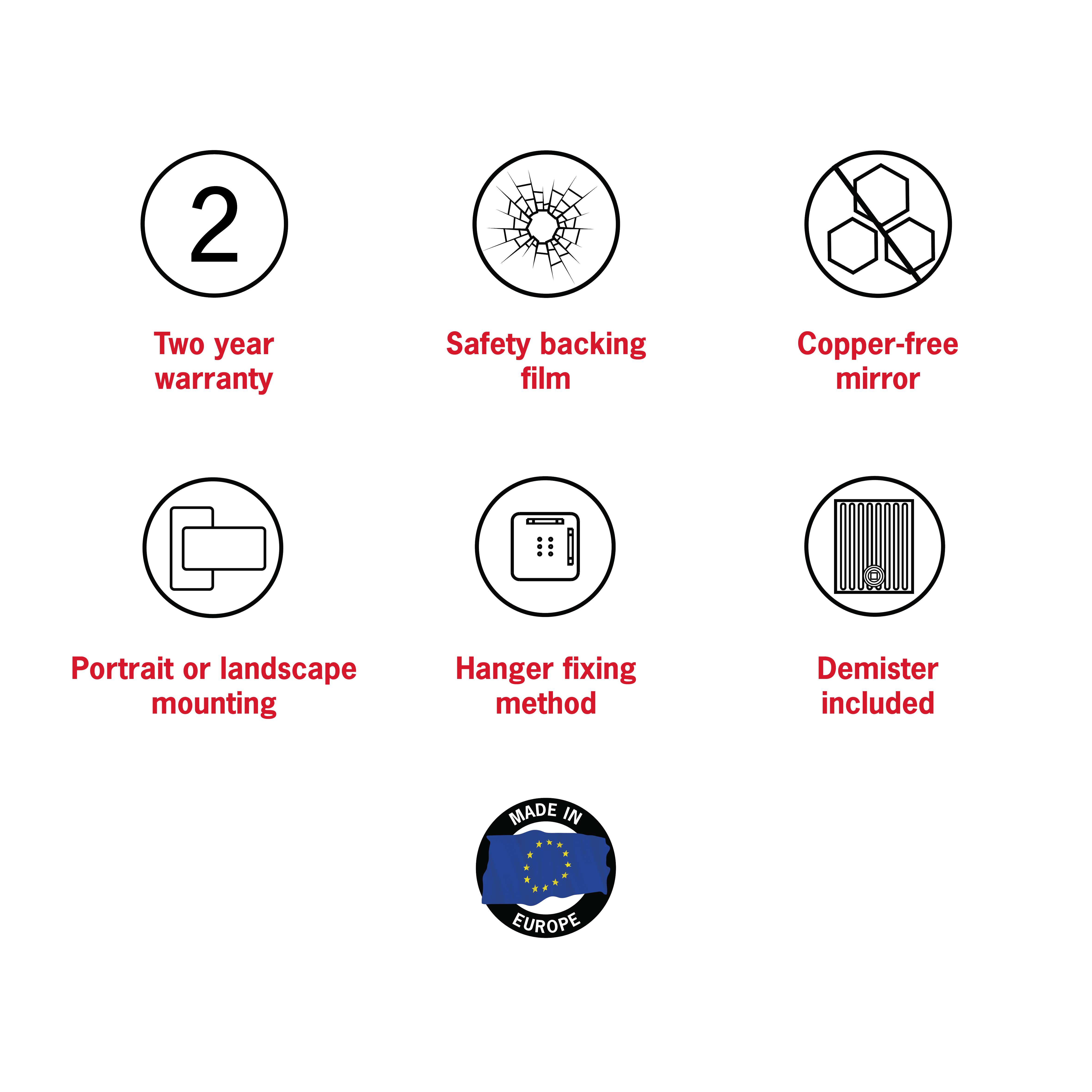 Havana Pill White Framed Mirror - 500x1000mm - Includes Mirror Demister