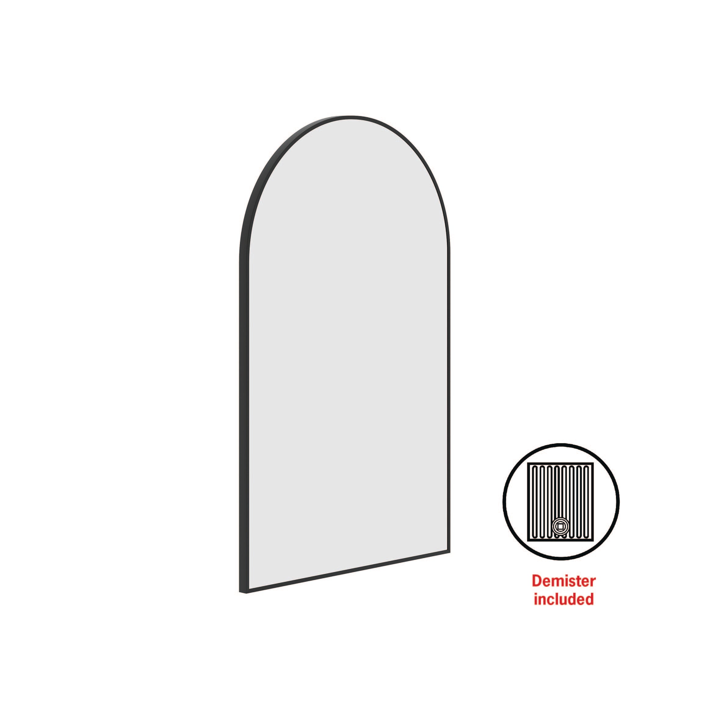 Juno Arch Black Framed Mirror - 500X800Mm - Includes Mirror Demister