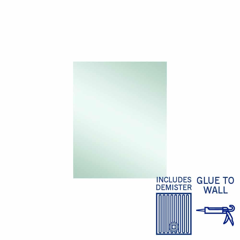 Jackson Rectangle Polished Edge Mirror - 600X750Mm Glue-To-Wall And Demister