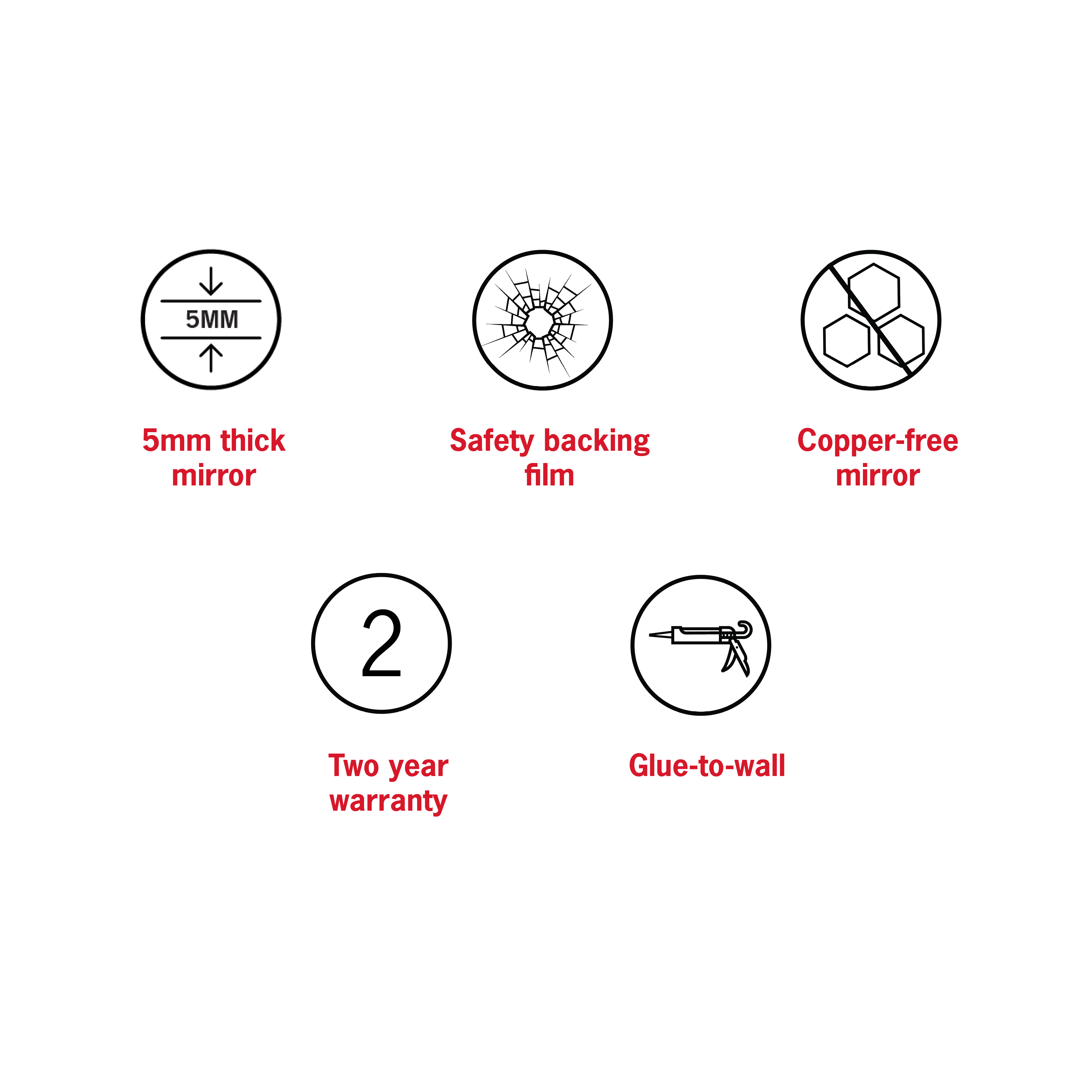 Kent 18mm Bevel Round Mirror - 600mmØ Glue-to-Wall