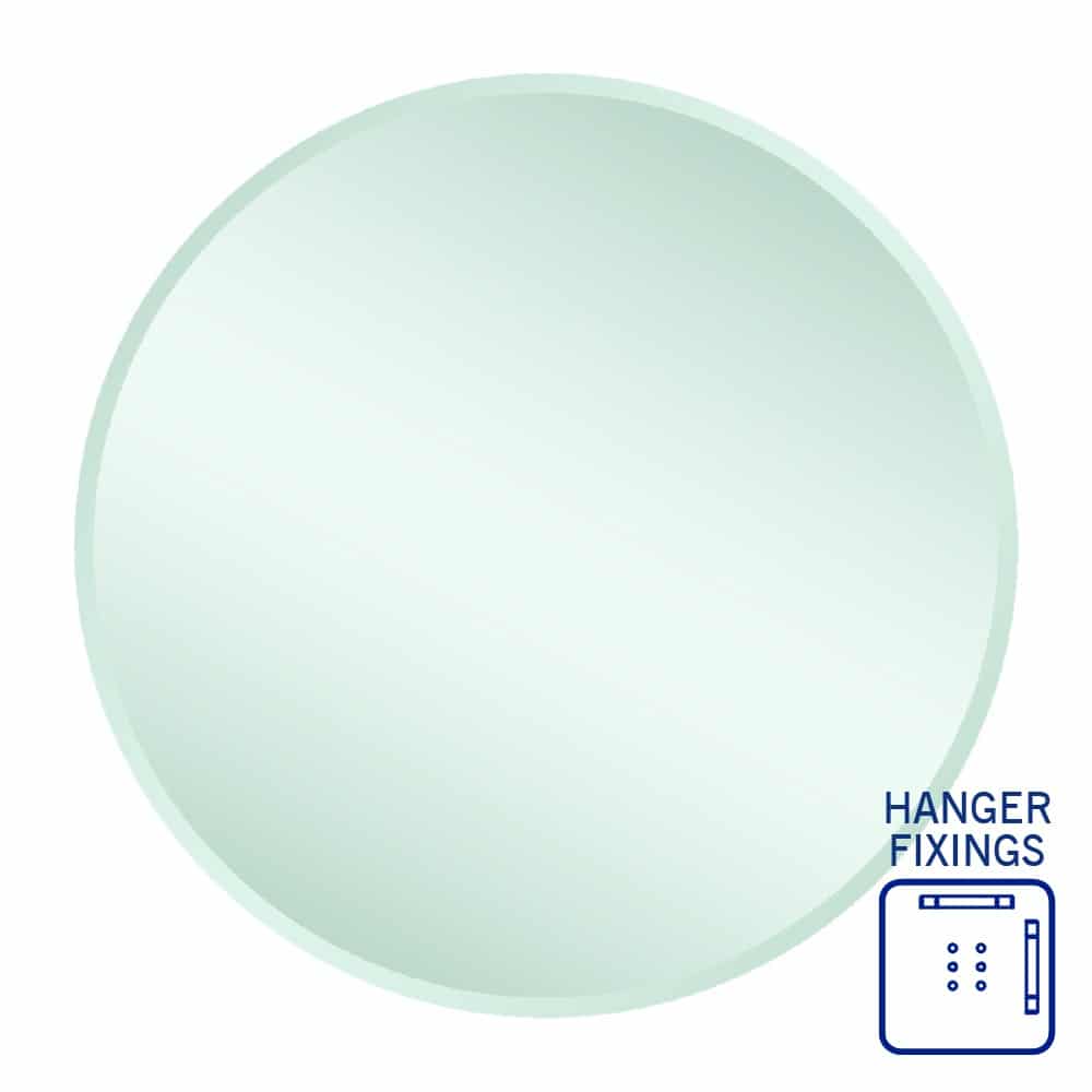 Kent 18Mm Bevel Round Mirror - 800Mmø With Hangers