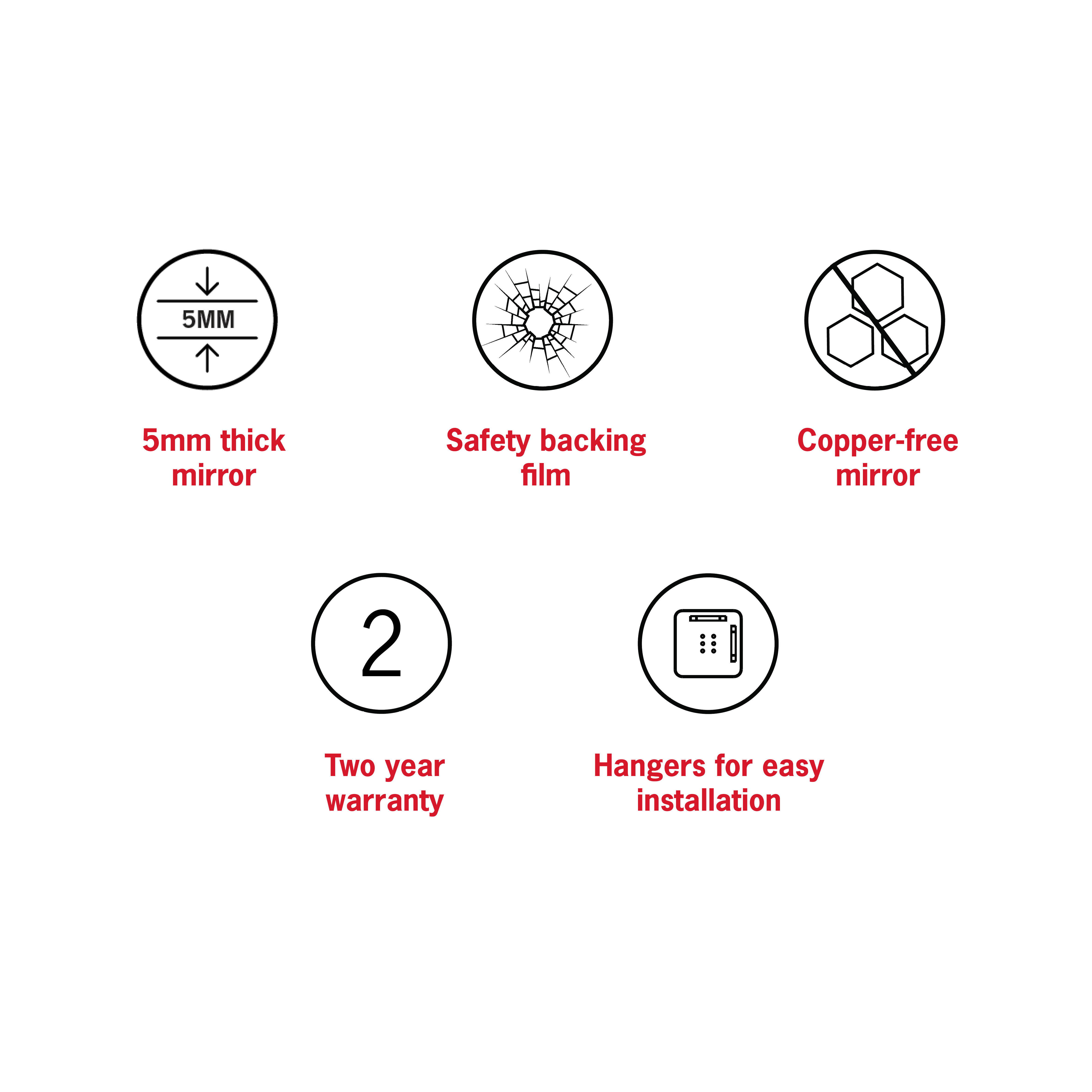 Kent 18mm Bevel Round Mirror - 800mmØ with Hangers