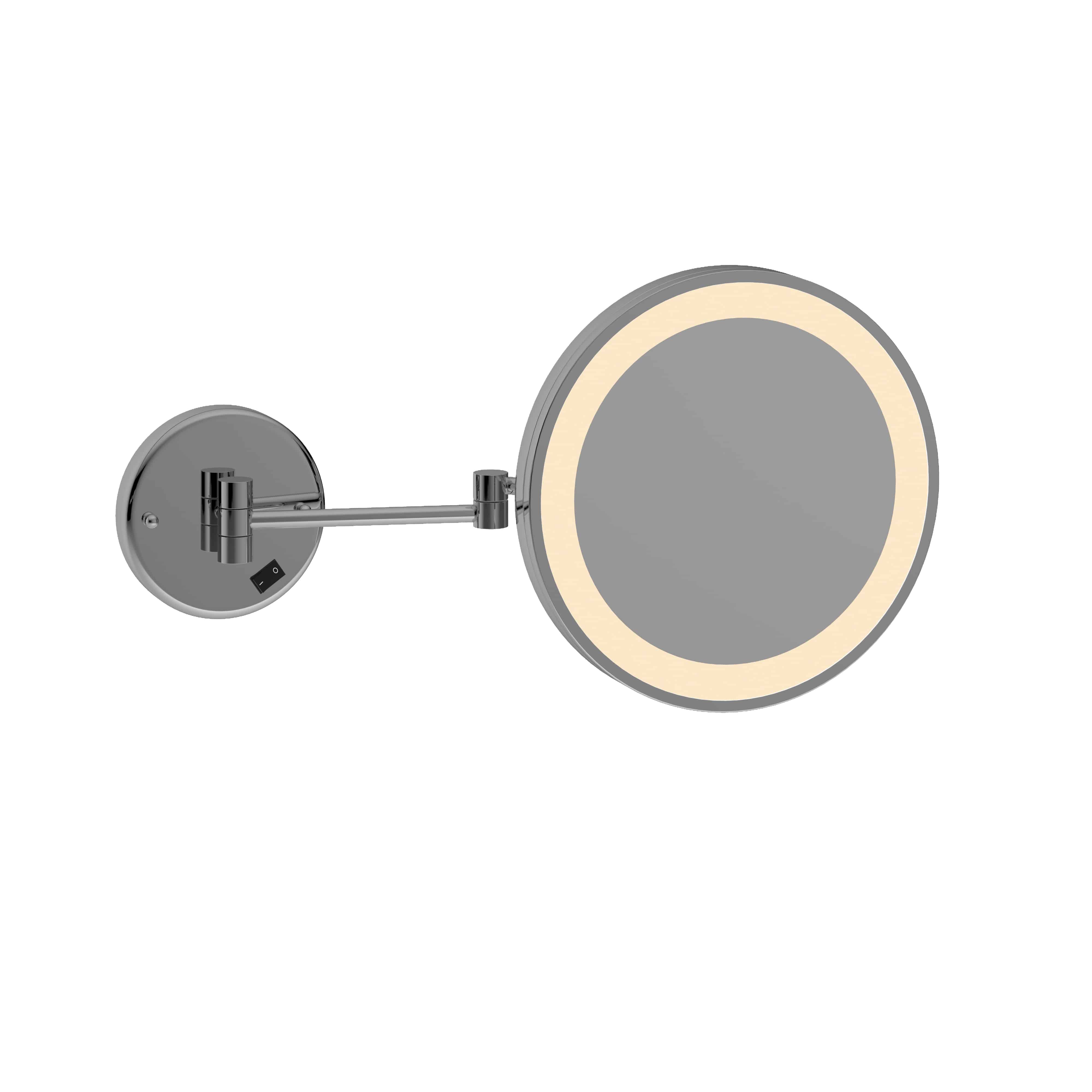 3X Magnification Chrome Wall Mounted Shaving Mirror, 250Mm Diameter With Concealed Wiring