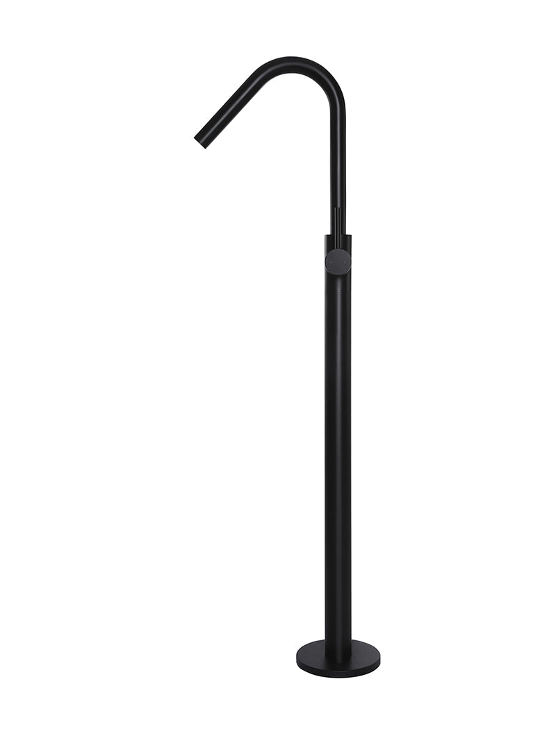 Round Paddle Freestanding Bath Spout and Hand Shower - Matte Black