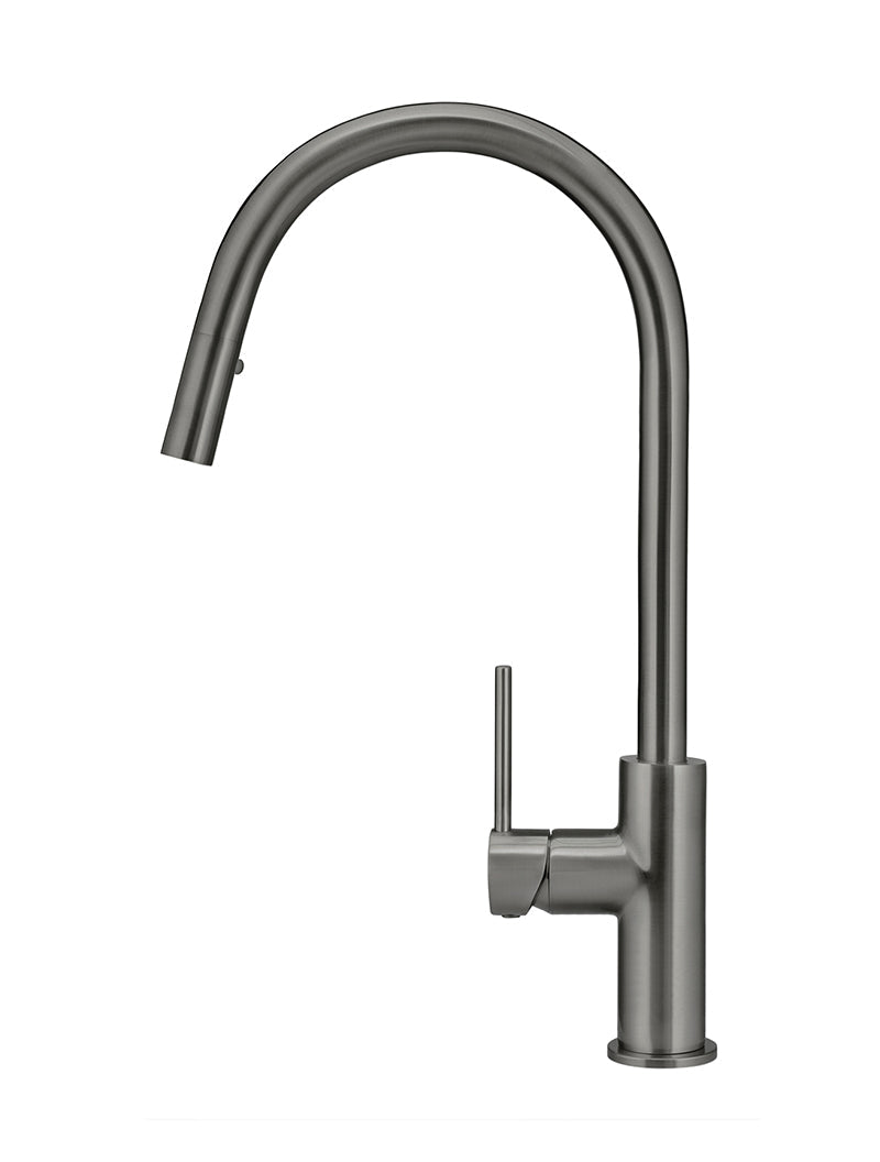 Round Piccola Pull Out Kitchen Mixer Tap - Shadow Gunmetal