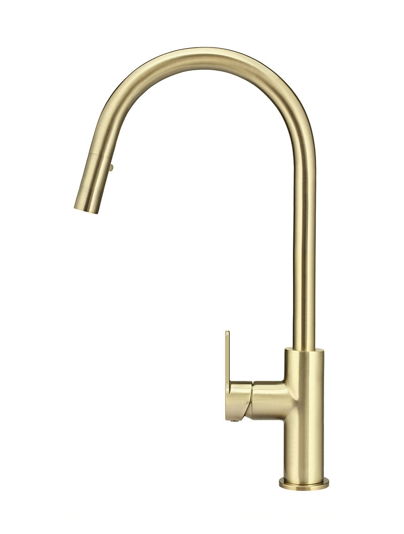 Round Paddle Piccola Pull Out Kitchen Mixer Tap - PVD Tiger Bronze