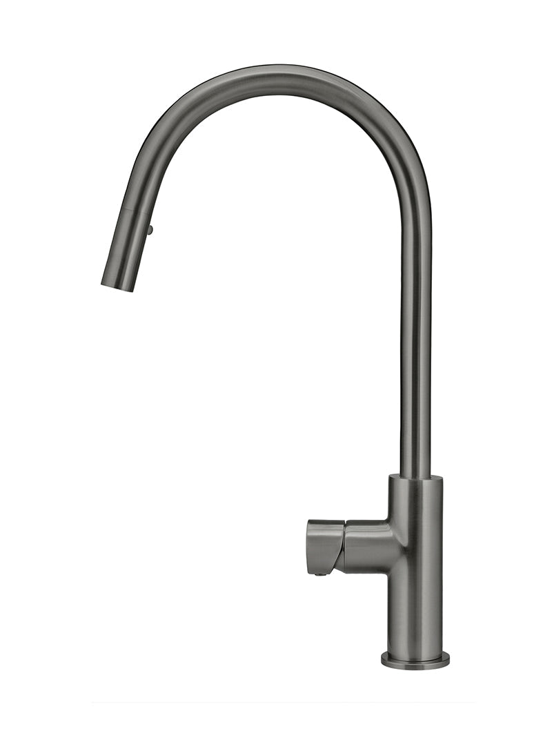 Round Pinless Piccola Pull Out Kitchen Mixer Tap - Shadow Gunmetal