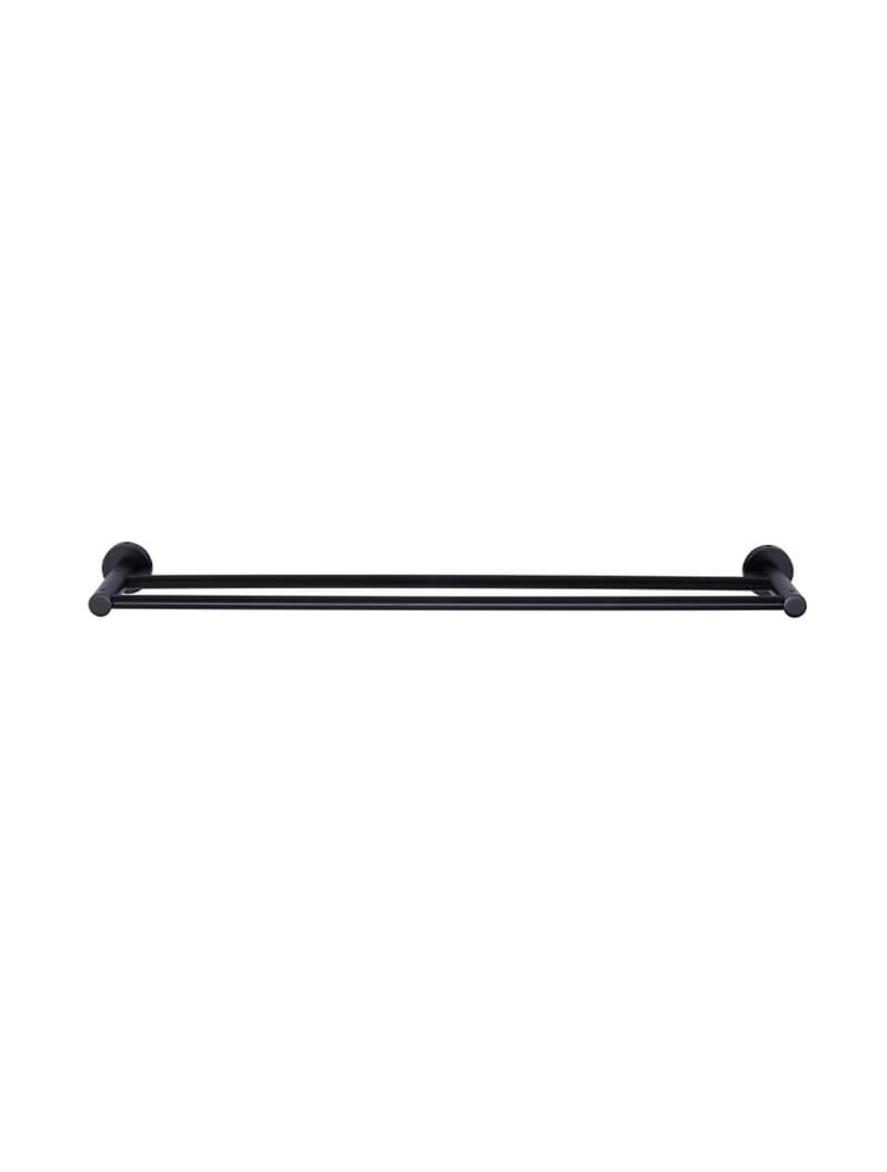 Round Double Towel Rail 600mm - Matte Black