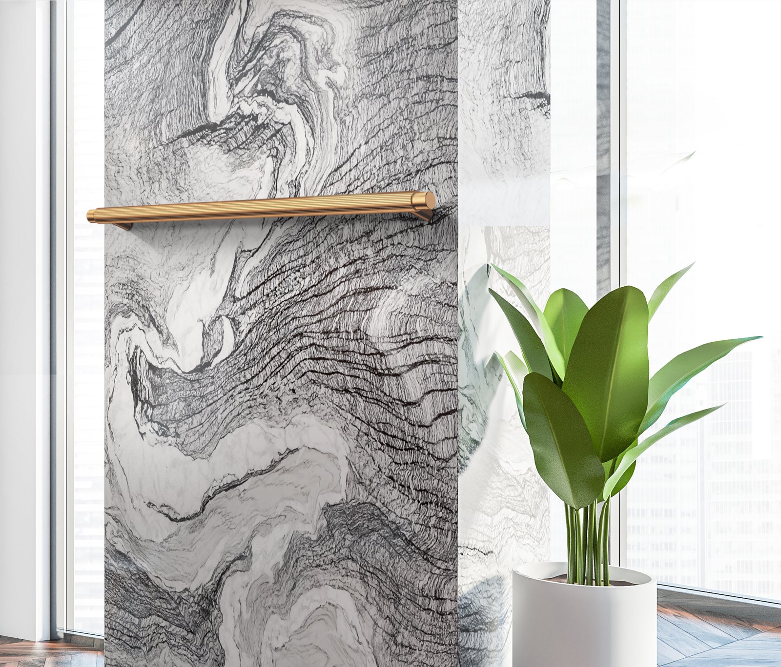 Öppen Round Pull 328mm Cabinet Handle (Linear Knurled) - Lustre Bronze