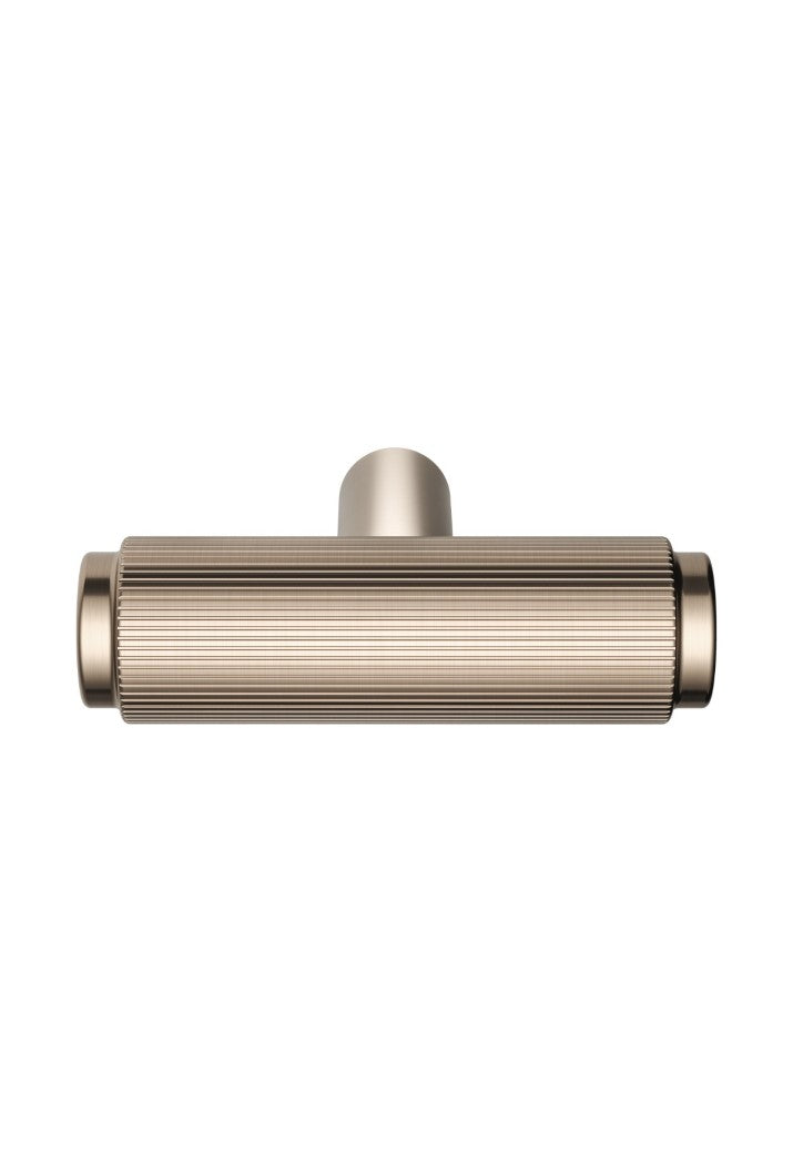 Öppen T-Pull Cabinet Handle (Linear Knurled) - PVD Champagne