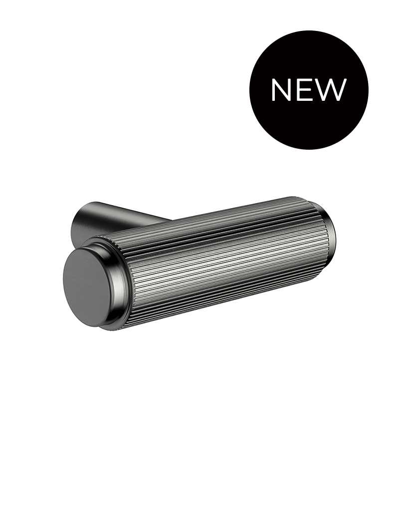 Öppen T-Pull Cabinet Handle (Linear Knurled) - Shadow Gunmetal