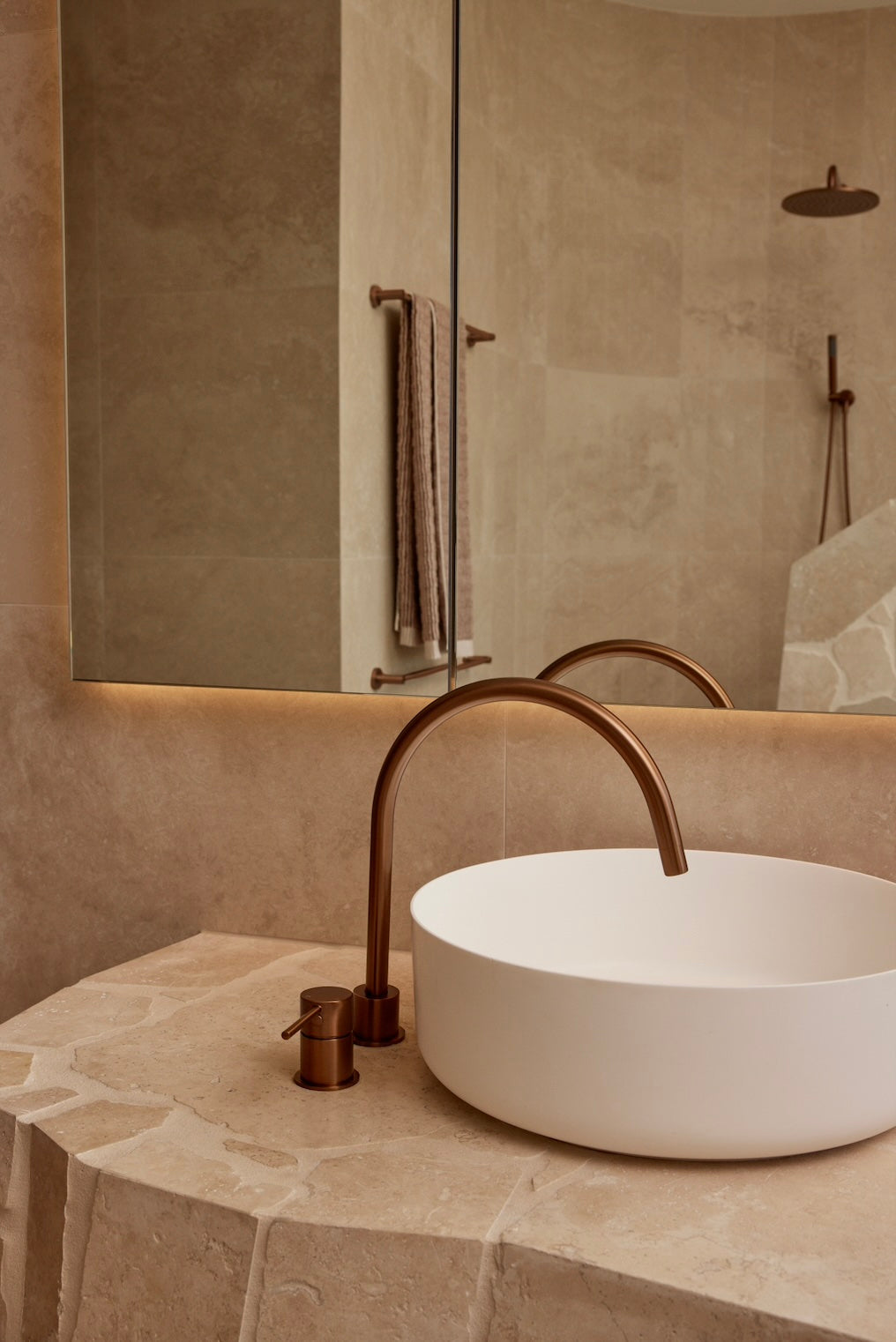 Round Gooseneck High-Rise Swivel Hob Spout - Lustre Bronze