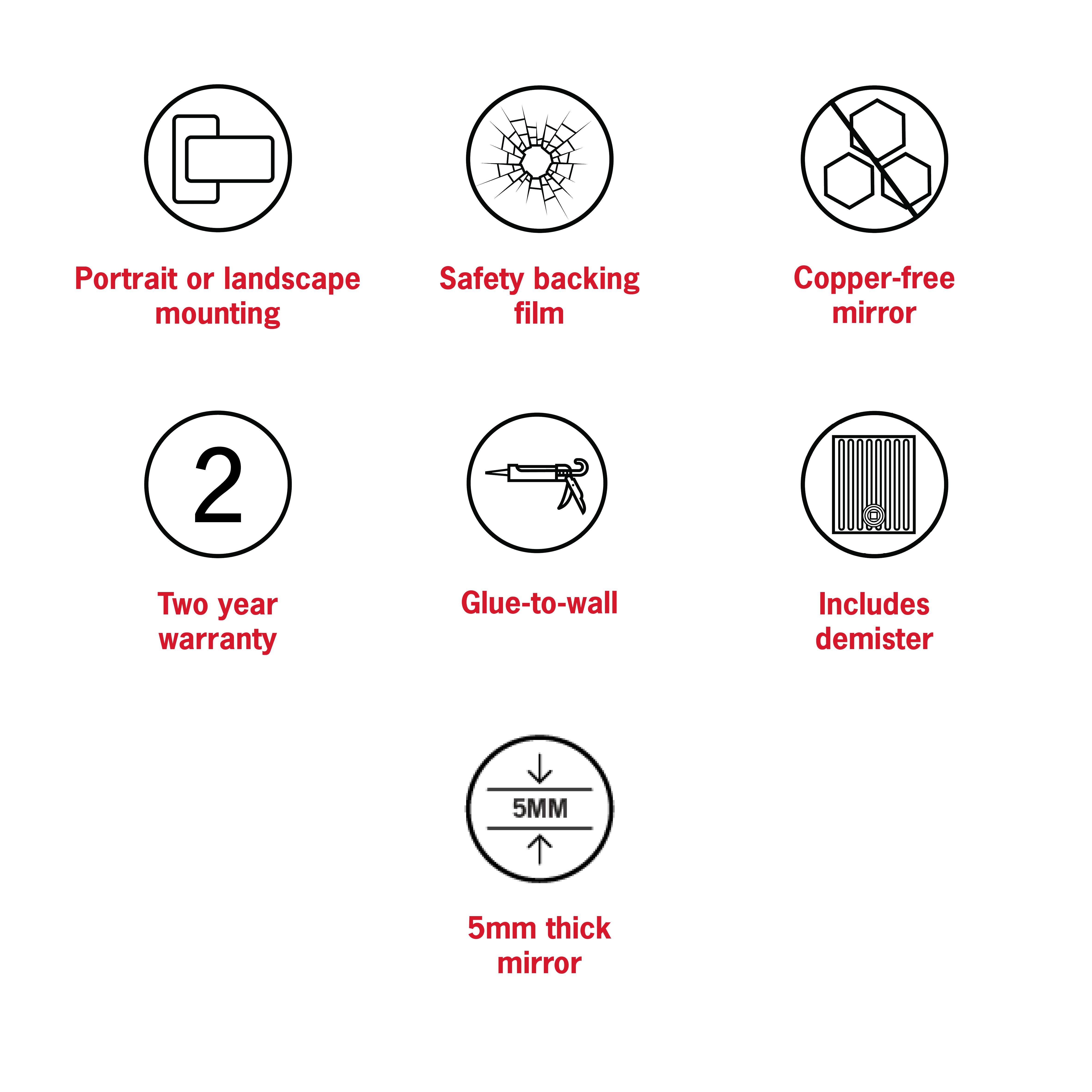 Montana Rectangle 25mm Bevel Edge Mirror - 1500x900mm Glue-to-Wall and Demister