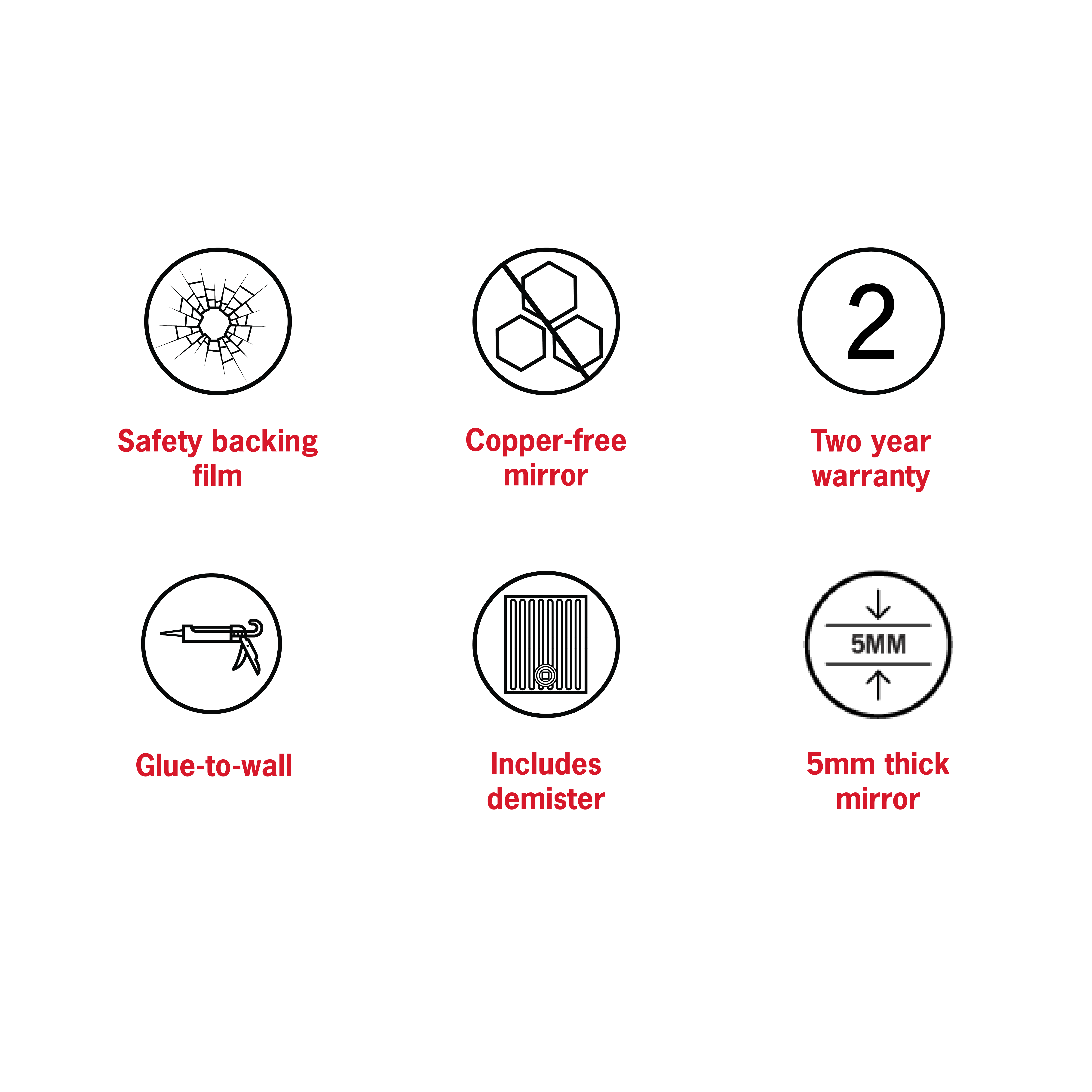 Montana Rectangle 25mm Bevel Edge Mirror - 900x900mm Glue-to-Wall and Demister