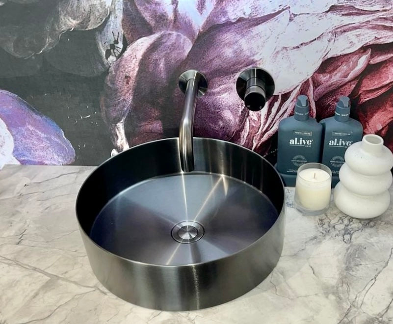 Round Wall Mixer Pinless Handle Trim Kit (In-wall Body Not Included) - Shadow Gunmetal