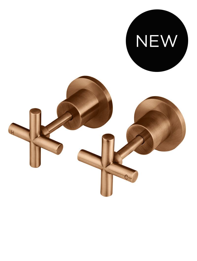 Round Cross Handle Jumper Valve Wall Top Assemblies - Lustre Bronze